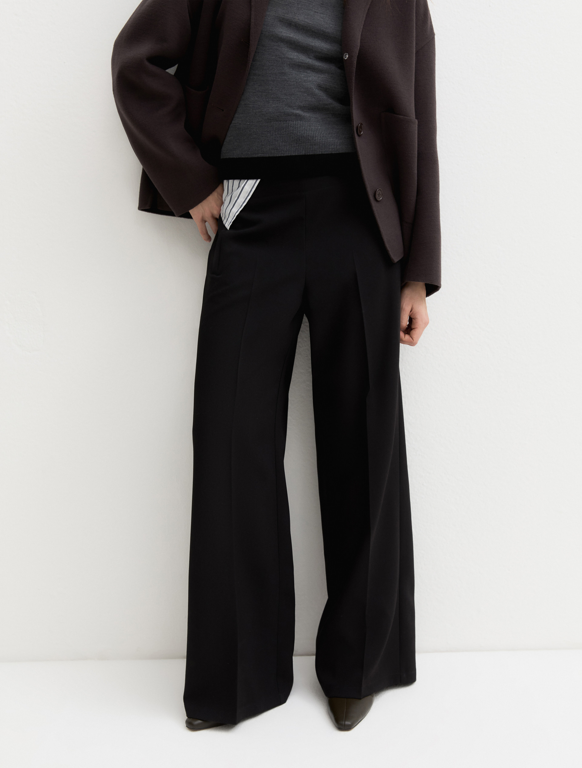 Straight-fit stretch trousers - BLACK - Emme - 6