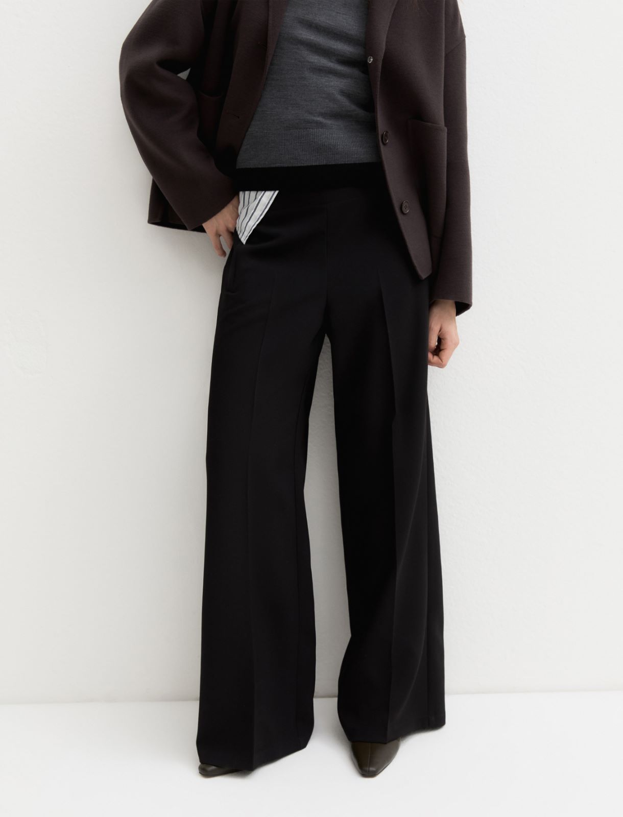 Straight-fit stretch trousers - BLACK - Emme - 6