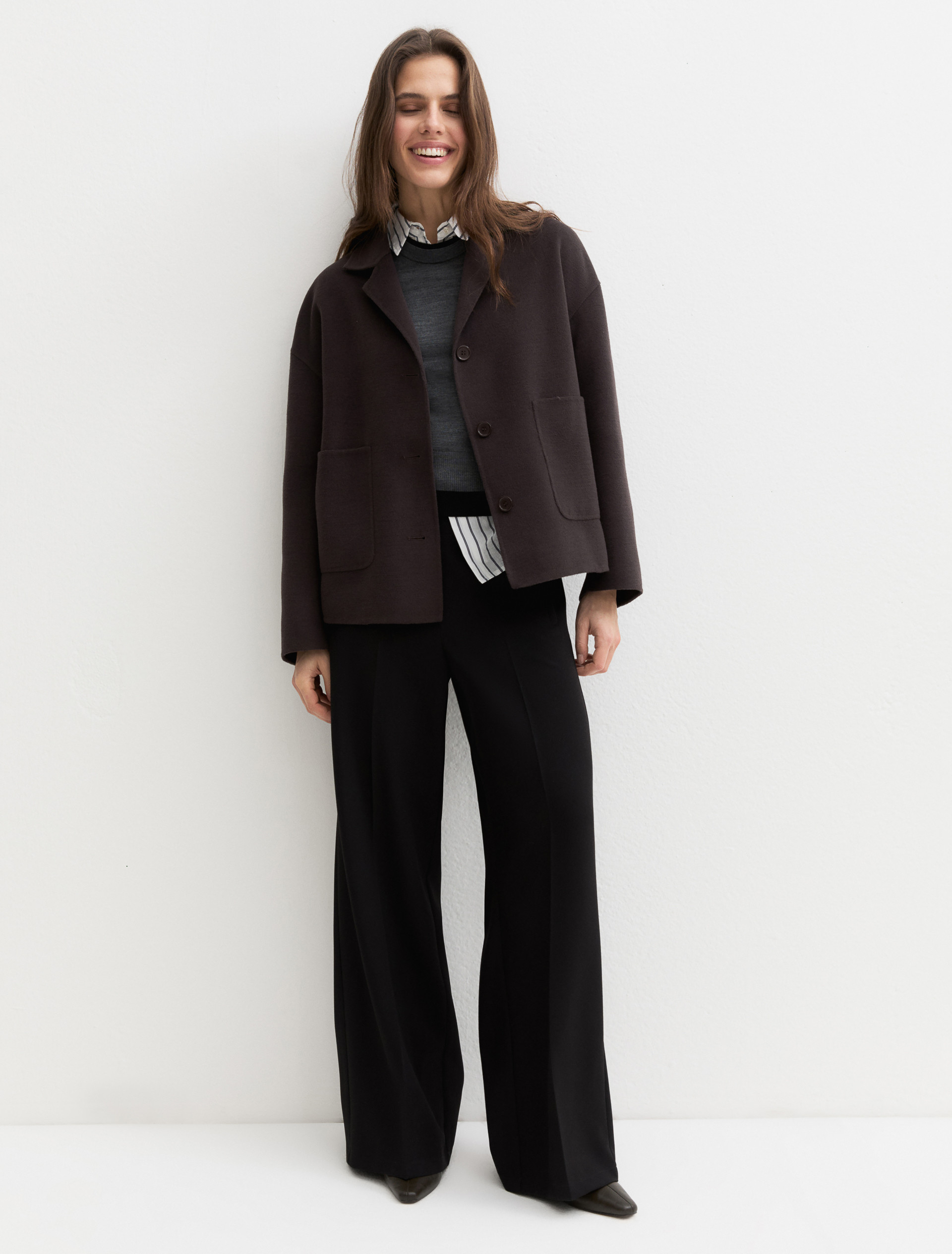 Straight-fit stretch trousers - BLACK - Emme - 1