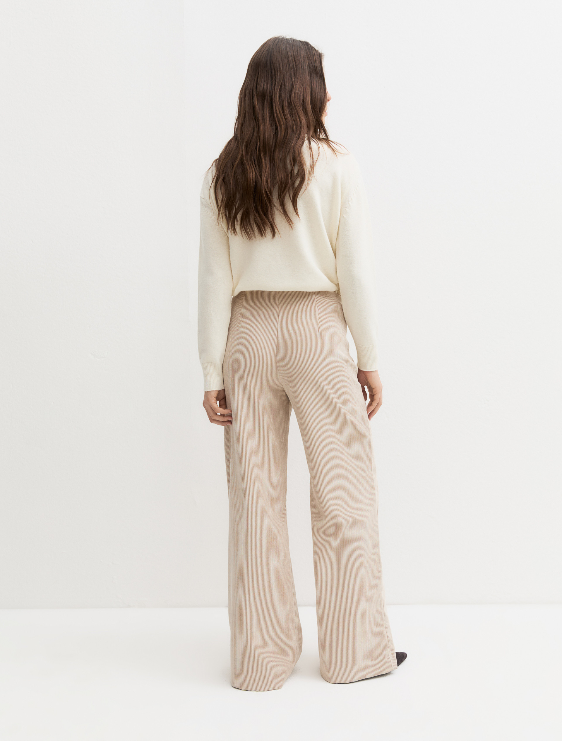 Stretch corduroy trousers - CREAM - Emme - 2