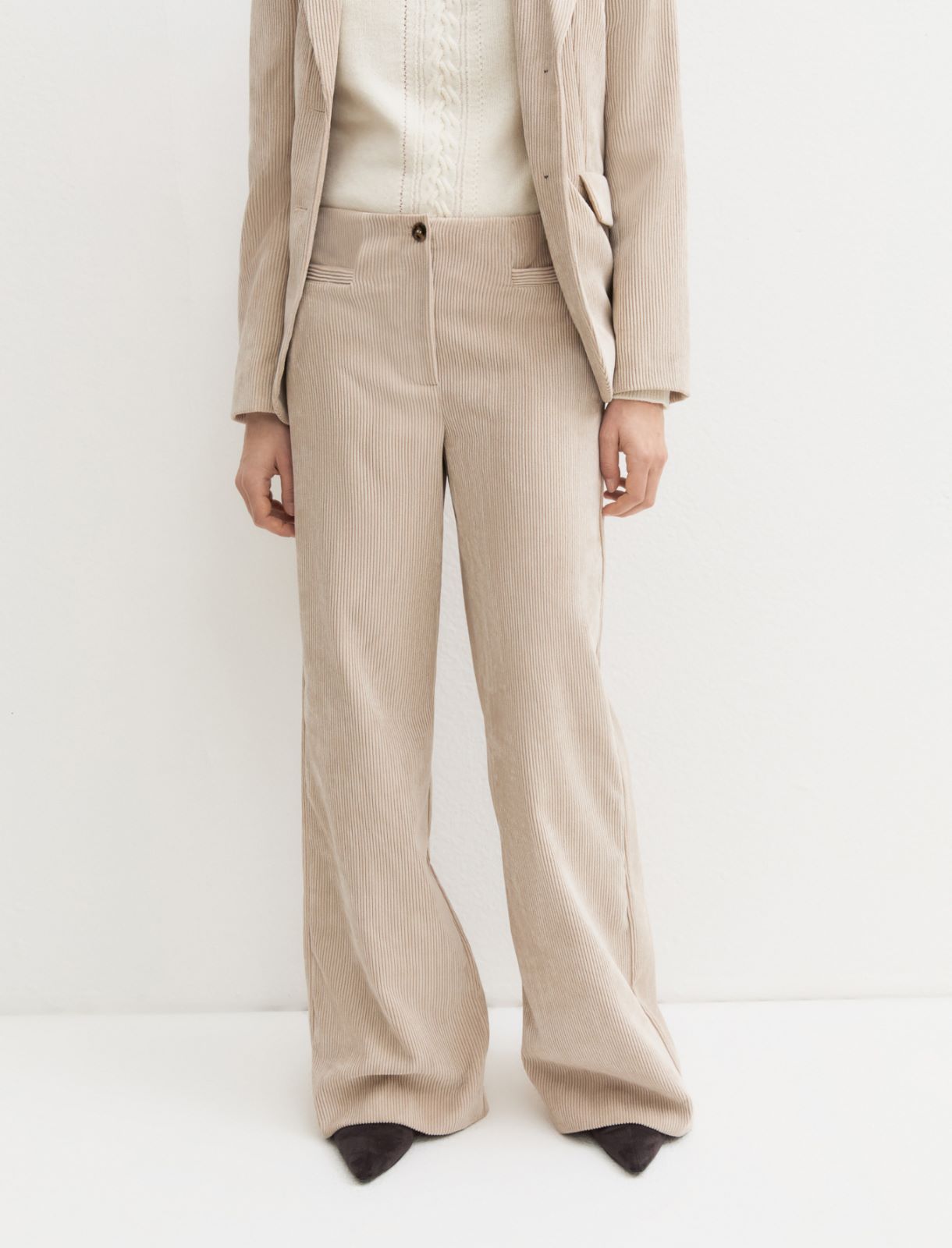 Stretch corduroy trousers - CREAM - Emme - 3