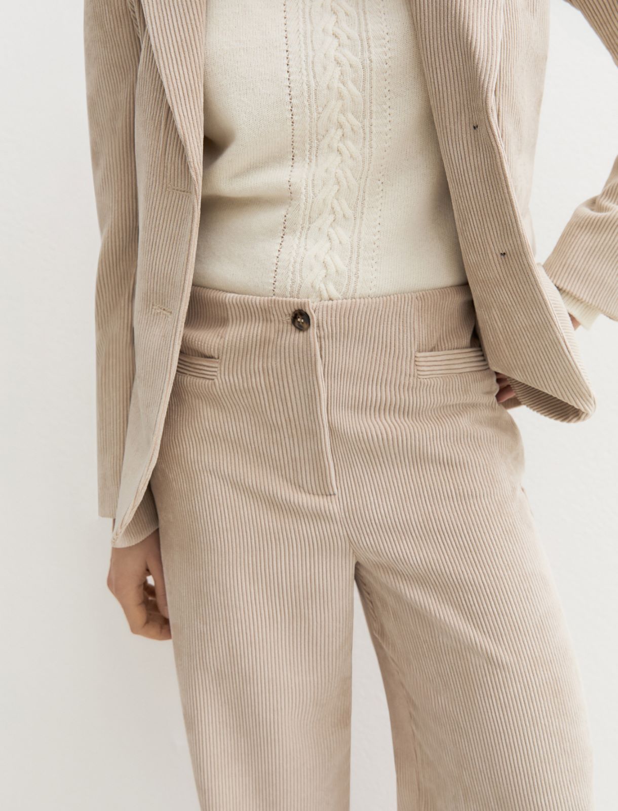 Stretch corduroy trousers - CREAM - Emme - 5