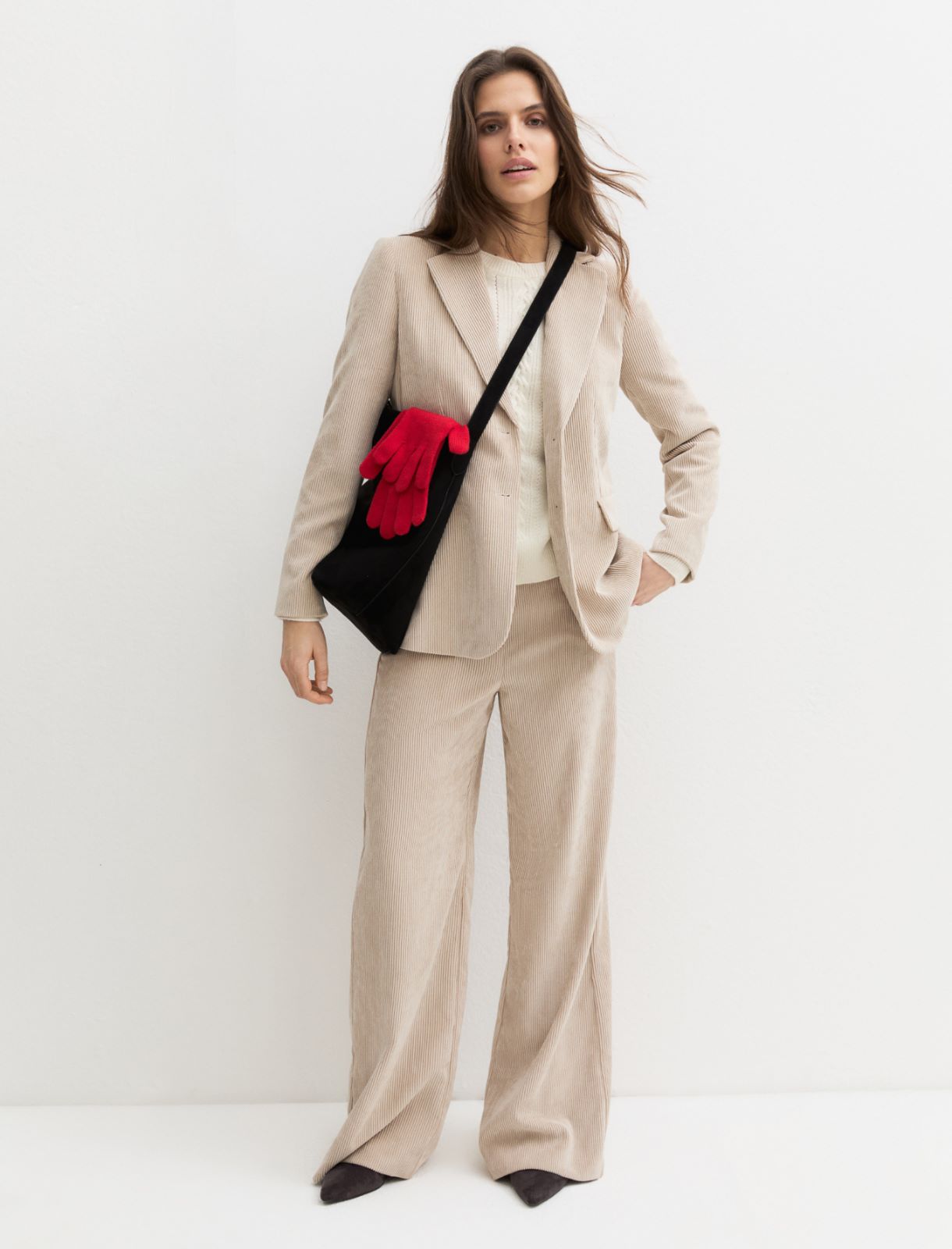 Stretch corduroy trousers - CREAM - Emme