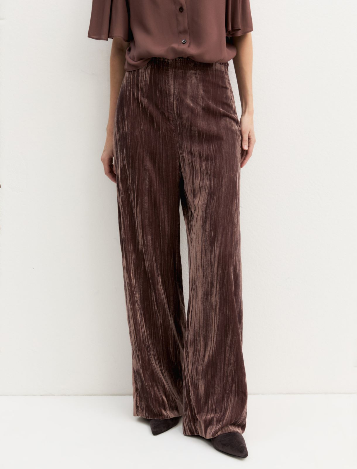 Crackle velvet trousers - BROWN - Emme - 5