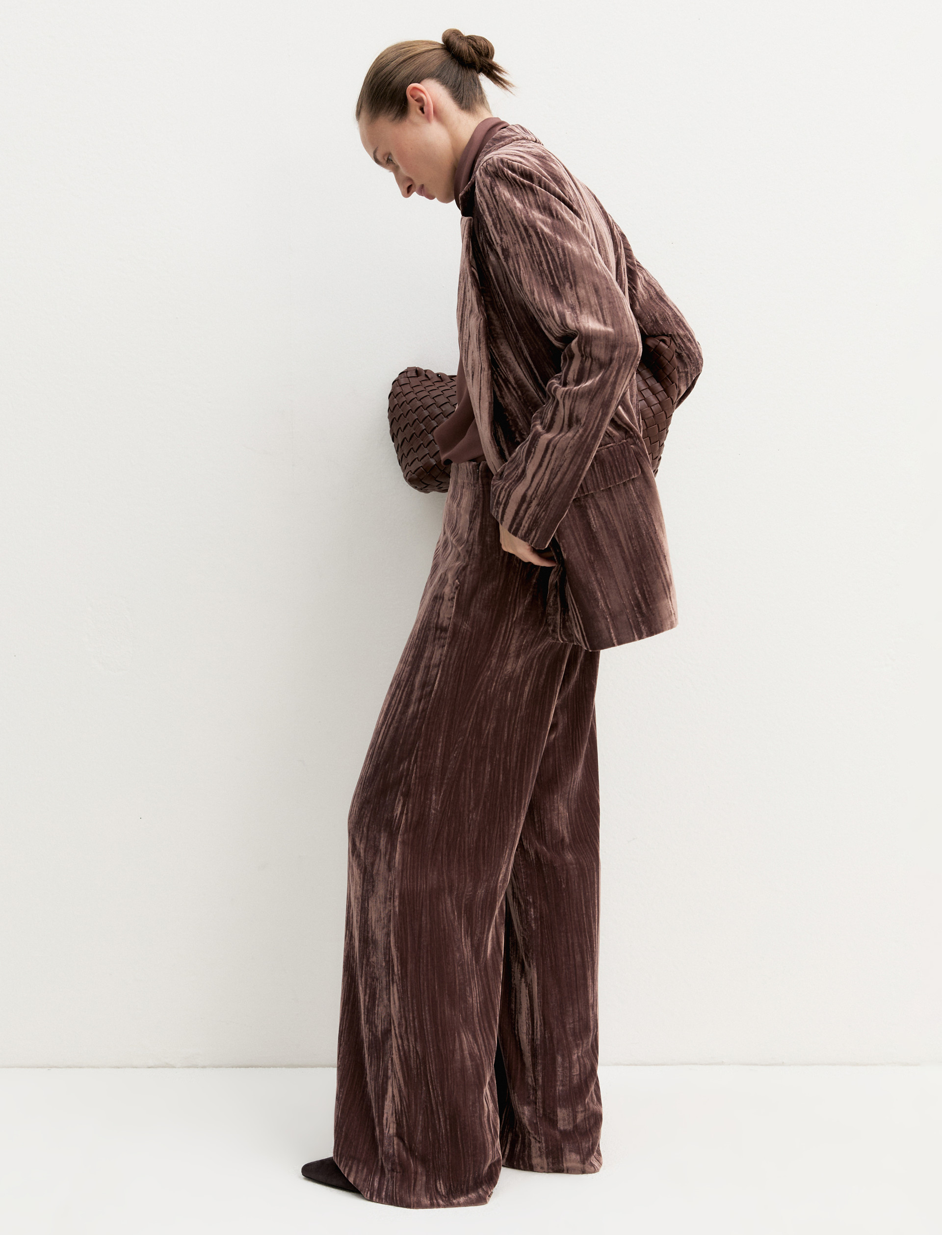 Crackle velvet trousers - BROWN - Emme - 1