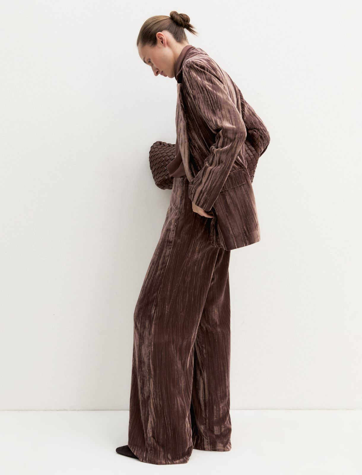 Crackle velvet trousers - BROWN - Emme