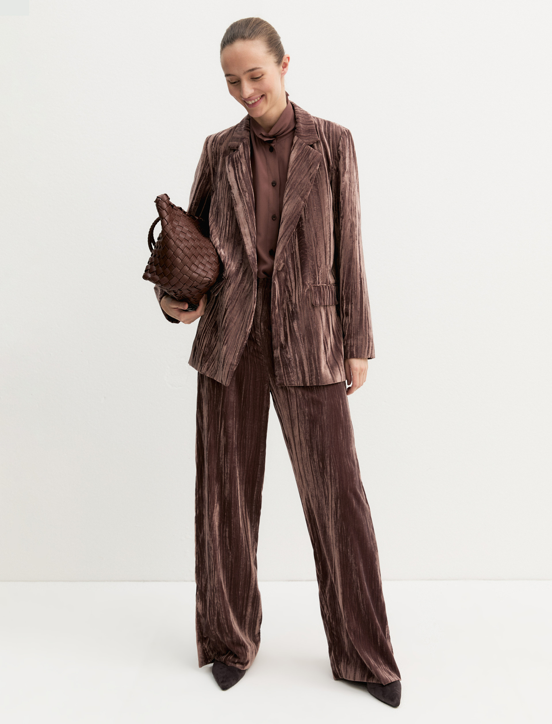 Crackle velvet trousers - BROWN - Emme - 2