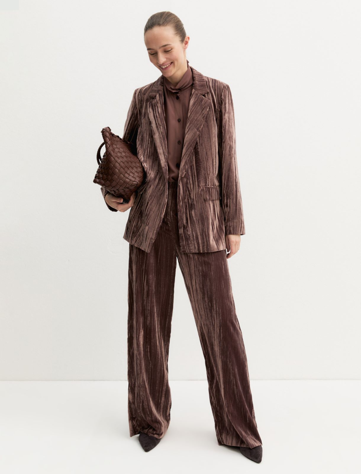 Crackle velvet trousers - BROWN - Emme - 2