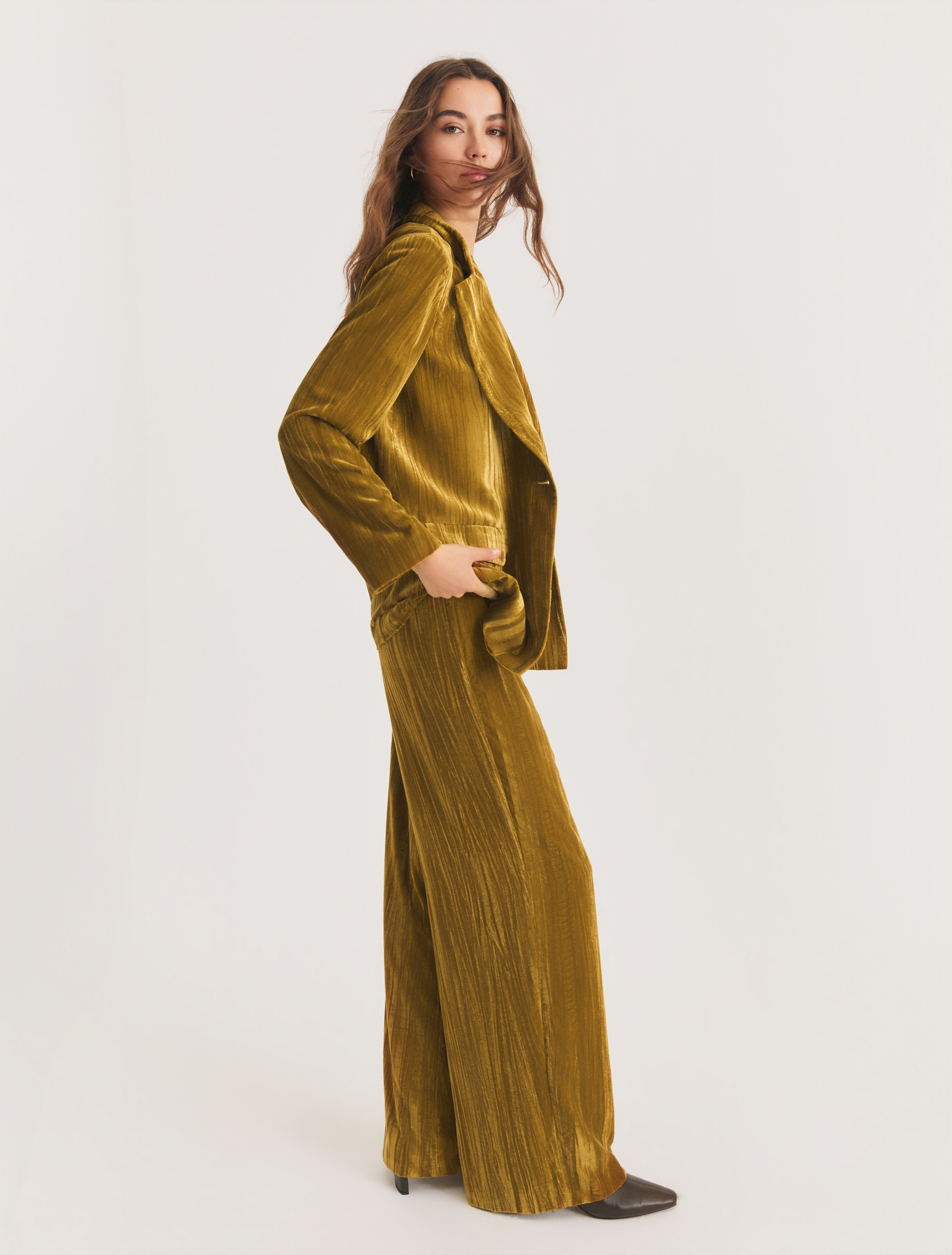 Crackle velvet trousers - OCHRE - Emme - 3