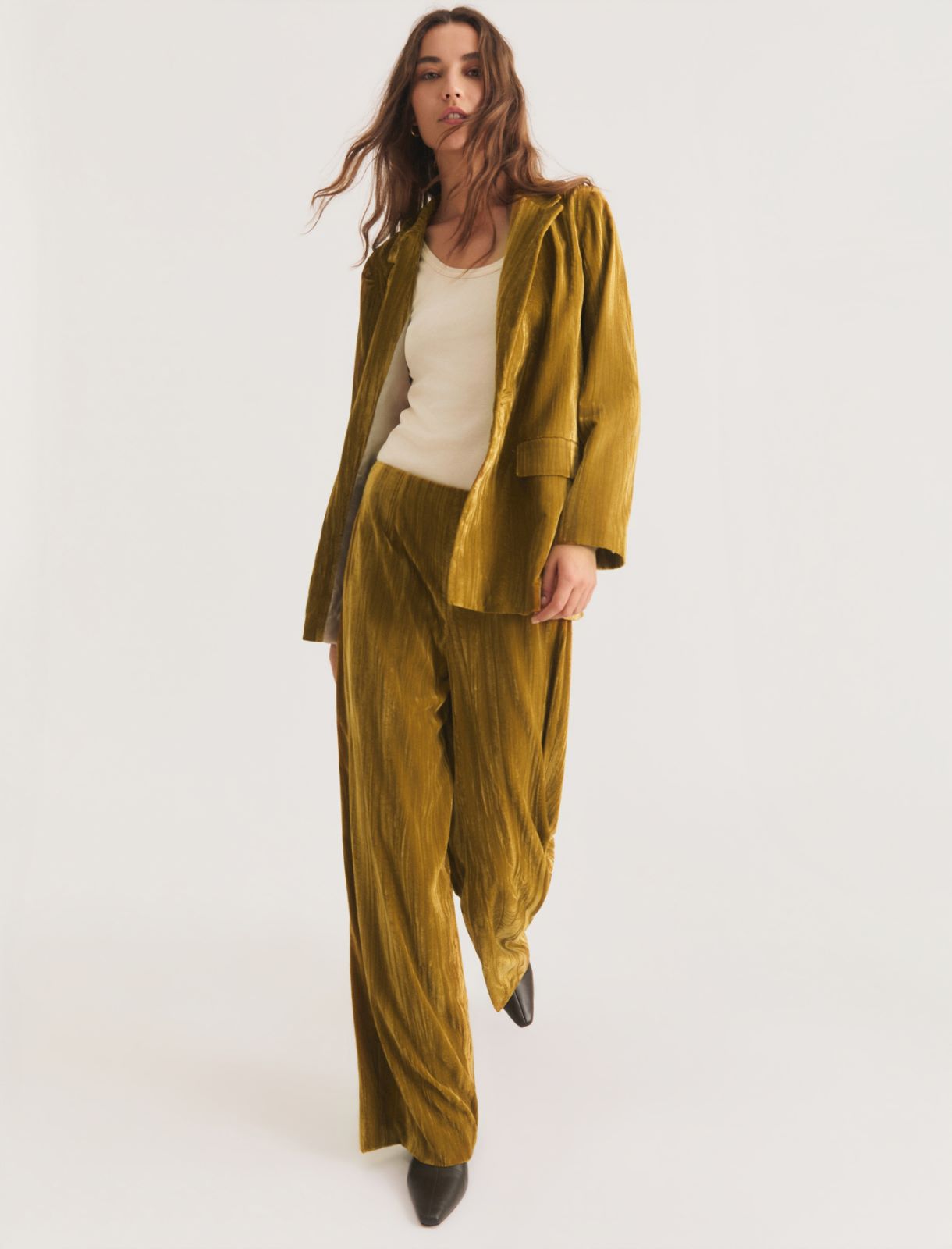 Crackle velvet trousers - OCHRE - Emme - 4