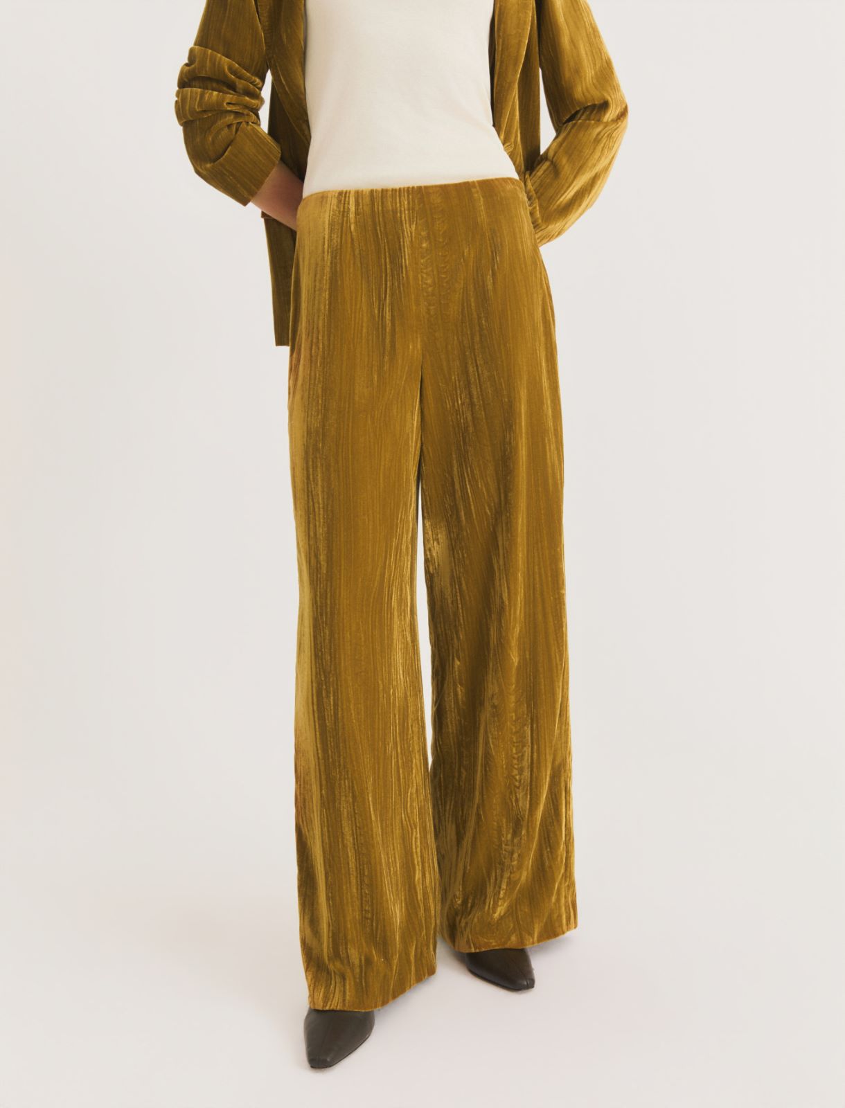 Crackle velvet trousers - OCHRE - Emme - 5