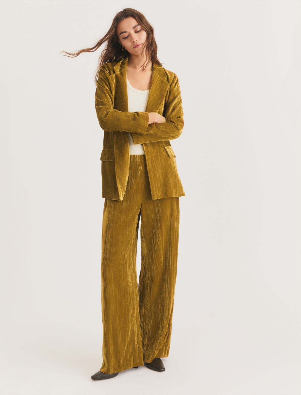 Crackle velvet trousers - OCHRE - Emme