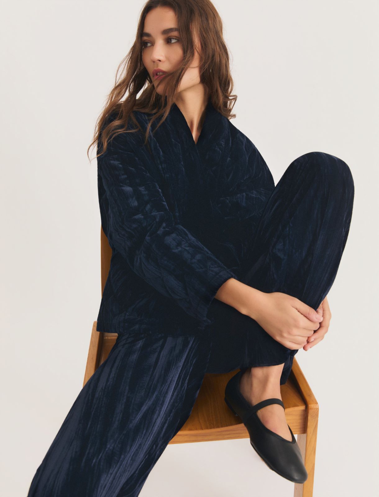 Crackle velvet trousers - OCEAN - Emme - 3