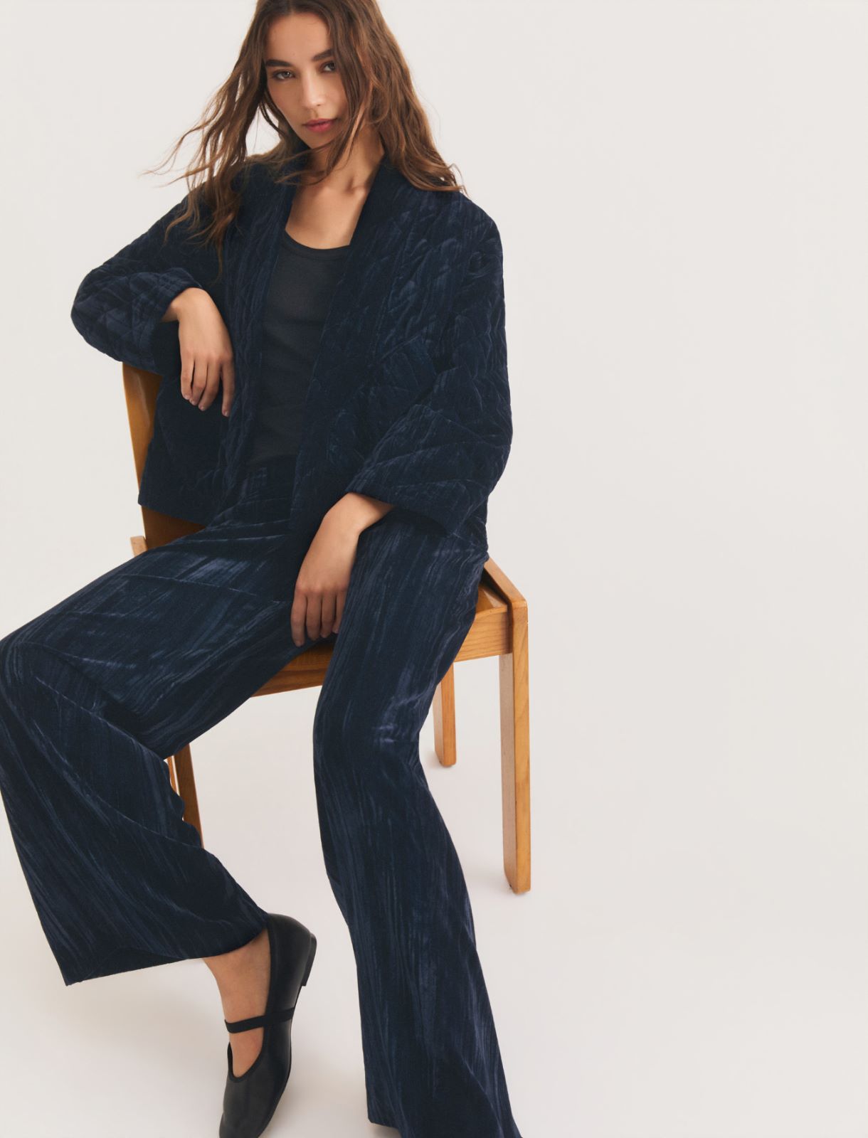 Crackle velvet trousers - OCEAN - Emme - 4