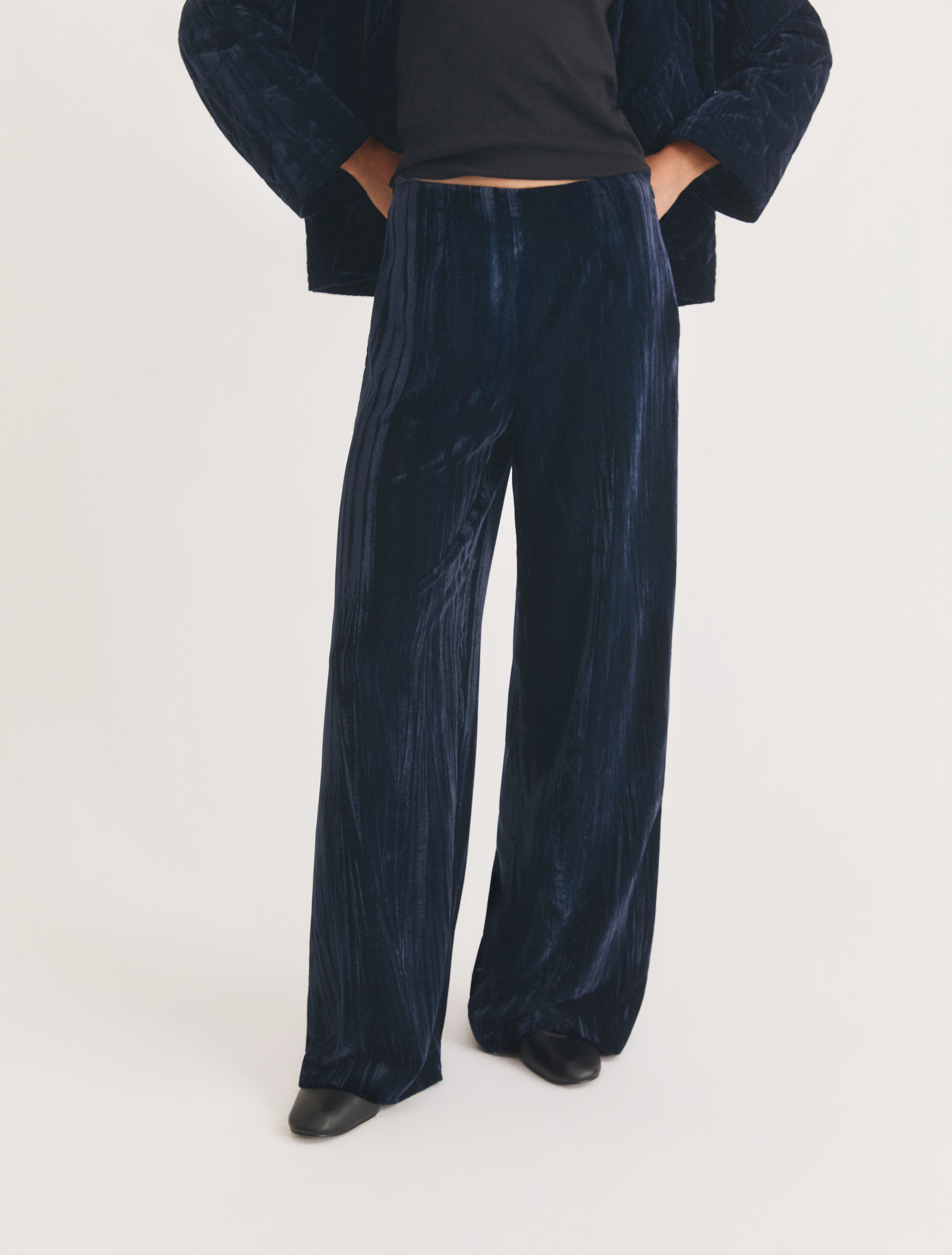 Crackle velvet trousers - OCEAN - Emme - 5