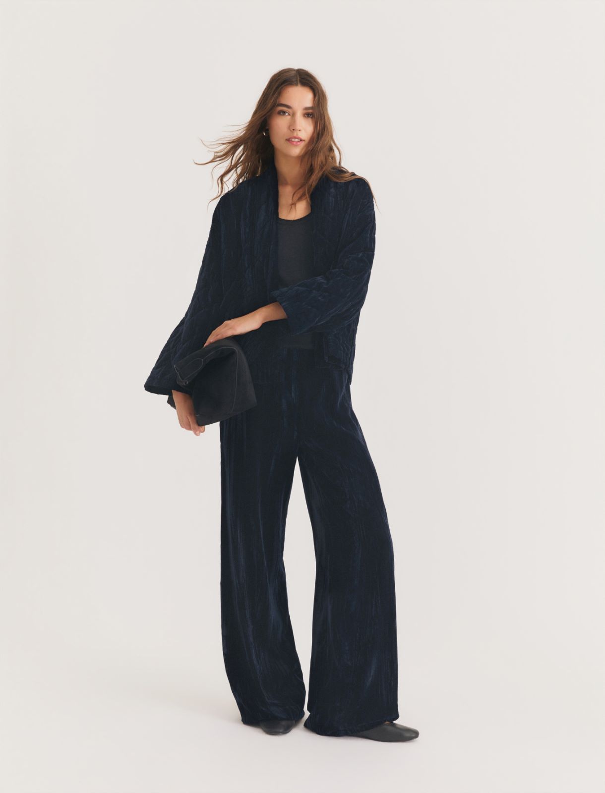 Crackle velvet trousers - OCEAN - Emme