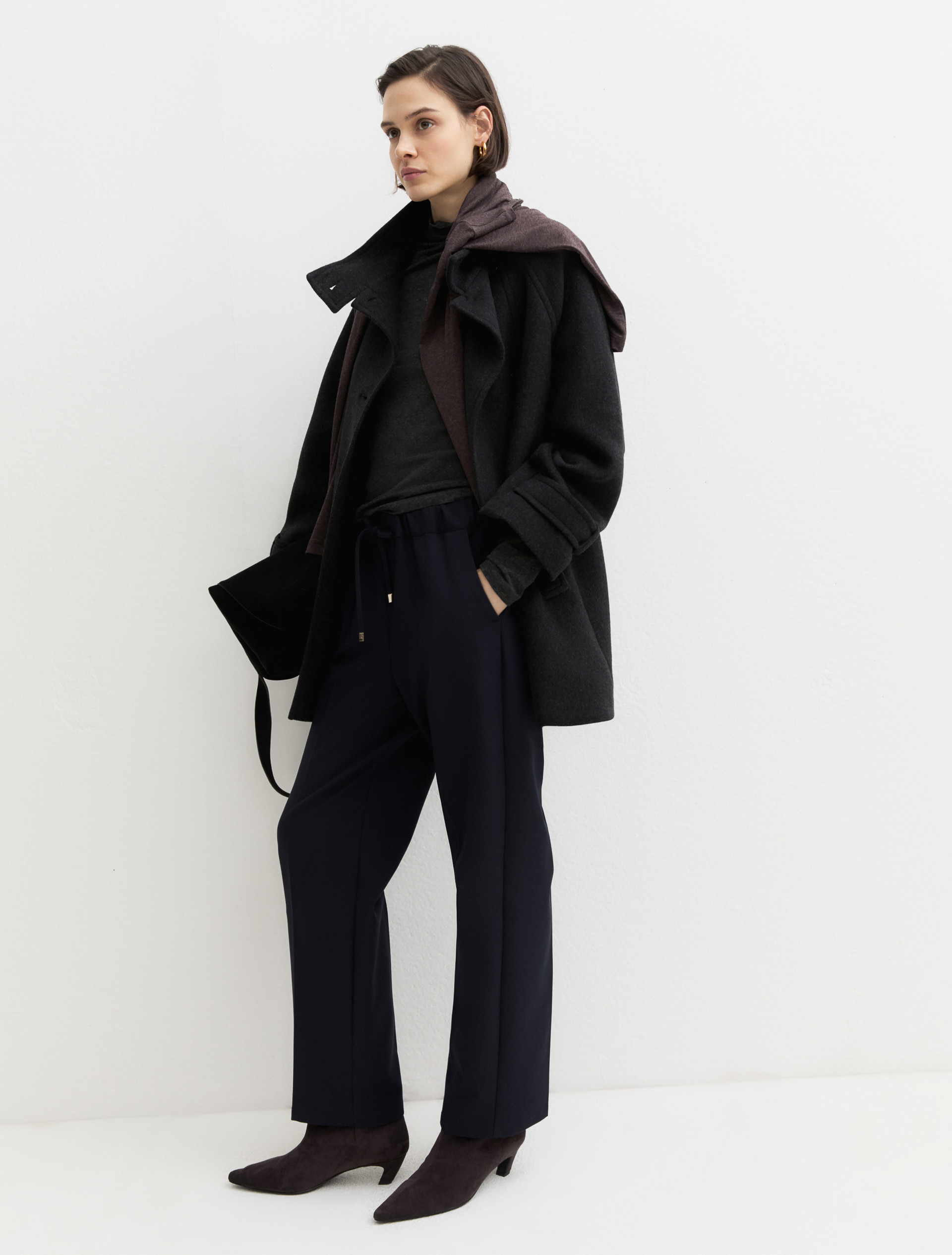 Stretch gabardine joggers - NAVY - Emme - 1