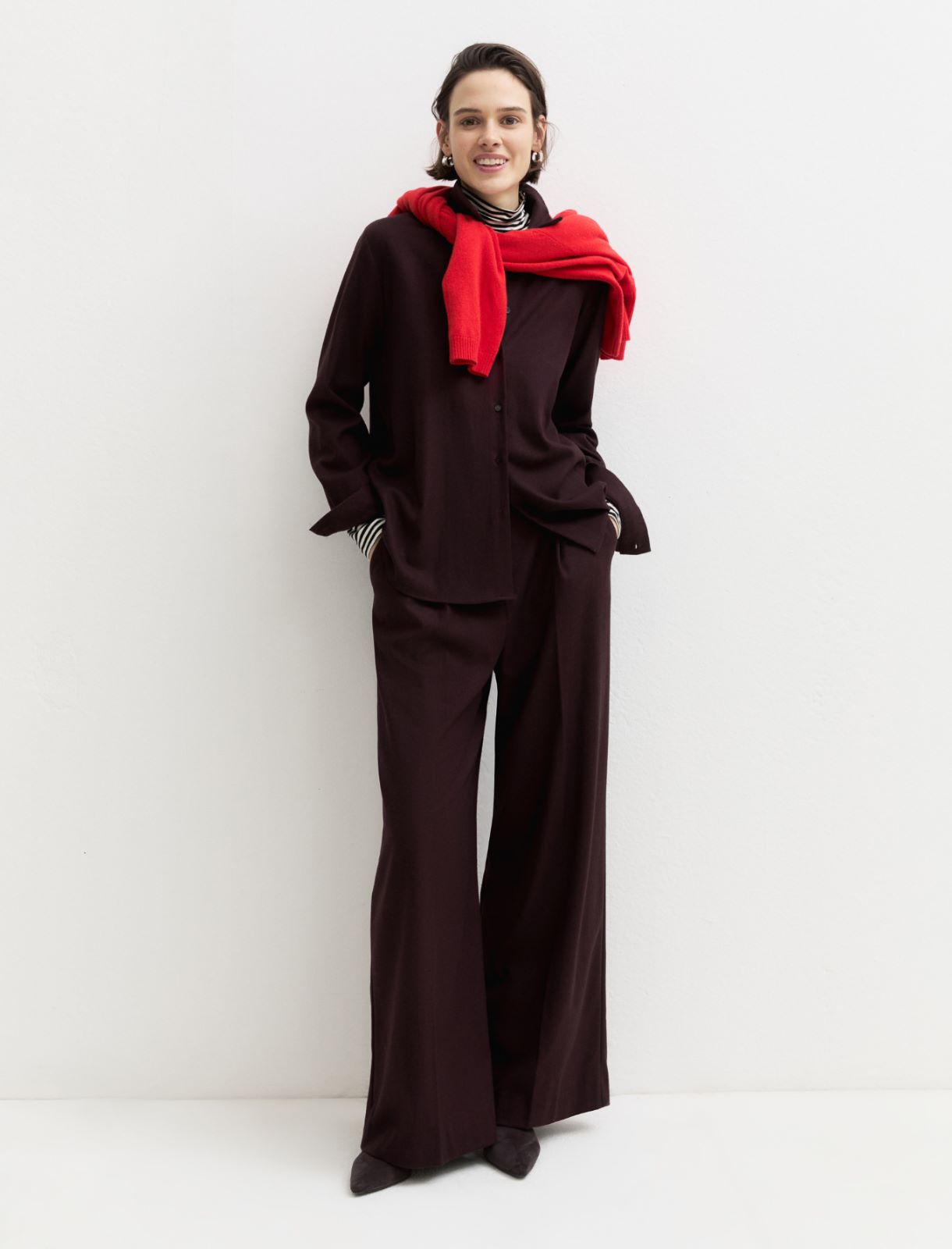Wide-leg trousers - BORDEAUX - Emme