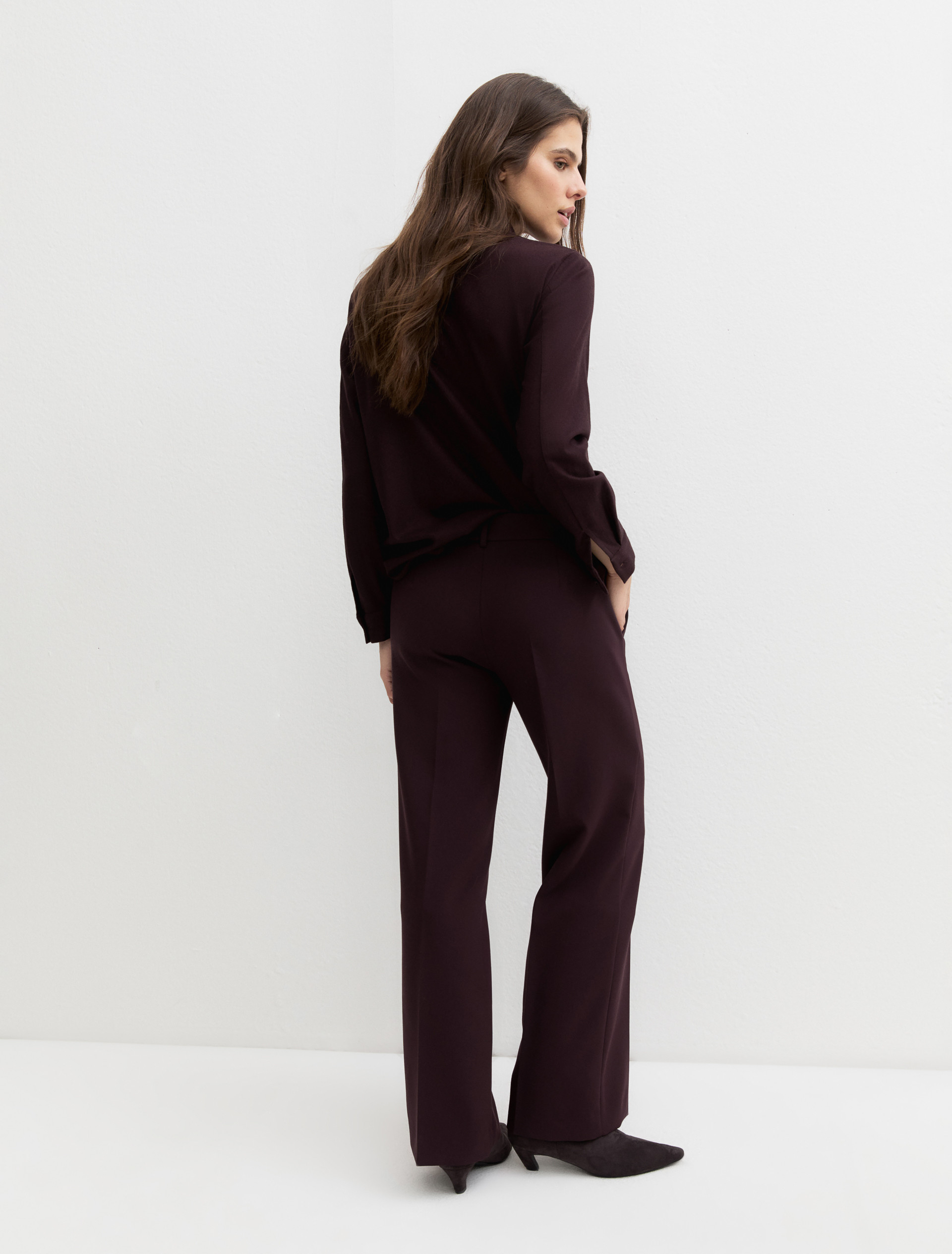 Straight-fit double-faced stretch trousers - BORDEAUX - Emme - 2
