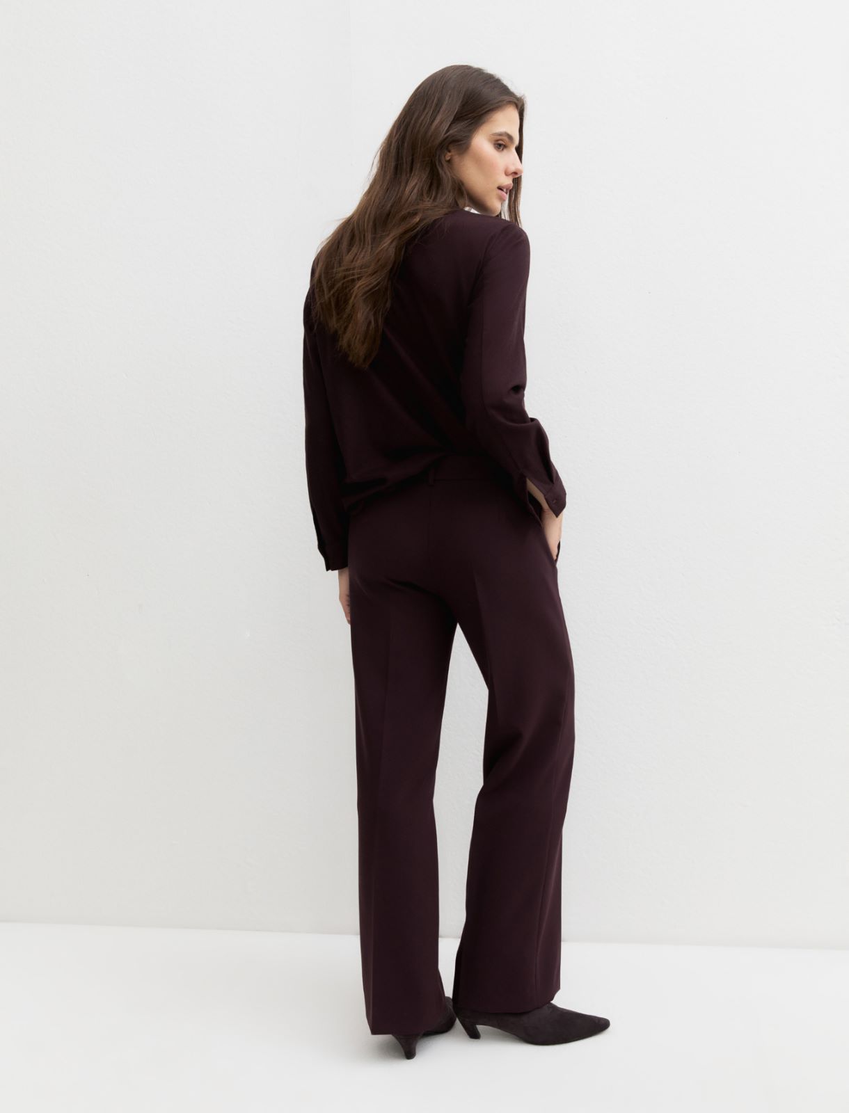 Straight-fit double-faced stretch trousers - BORDEAUX - Emme - 2