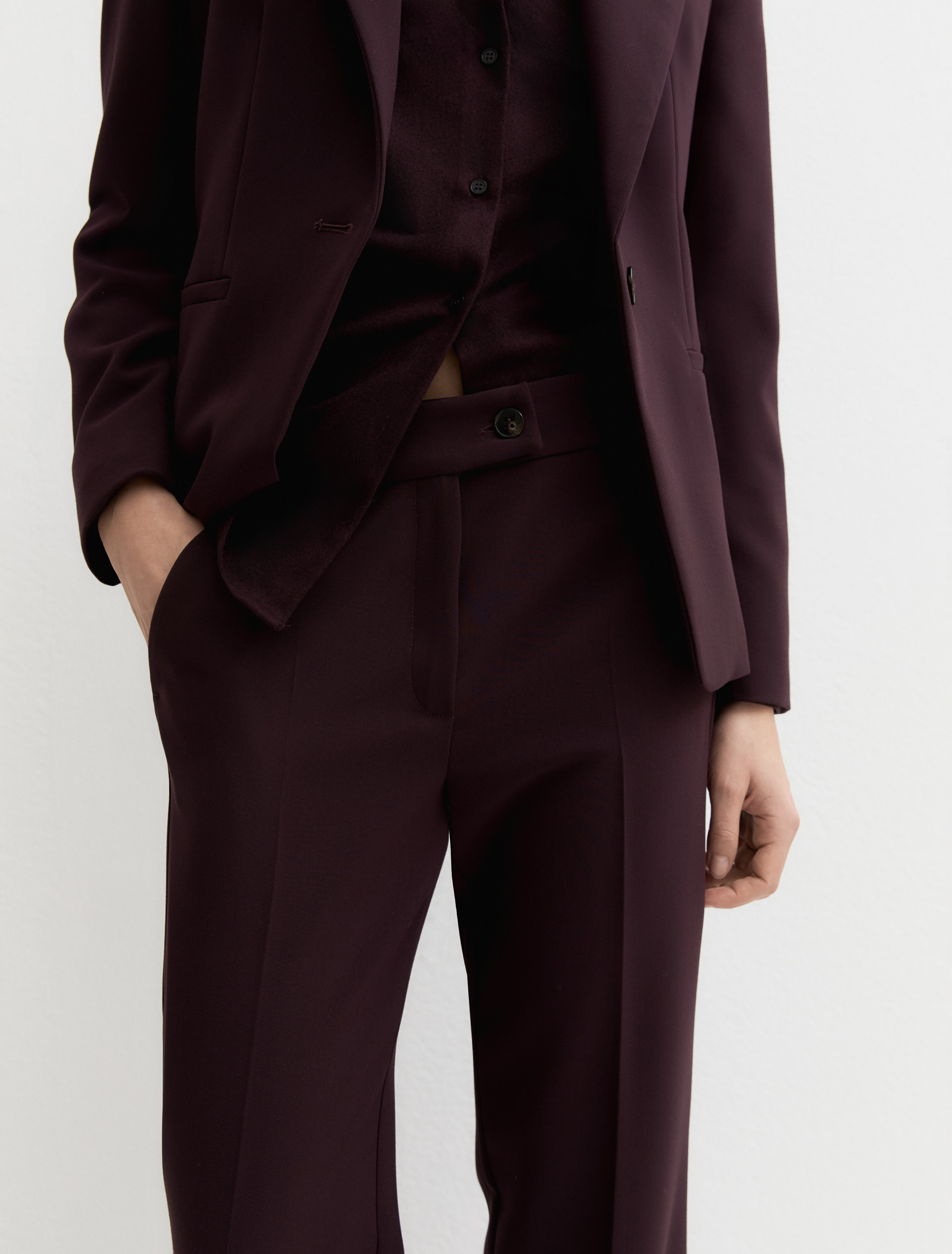 Straight-fit double-faced stretch trousers - BORDEAUX - Emme - 5