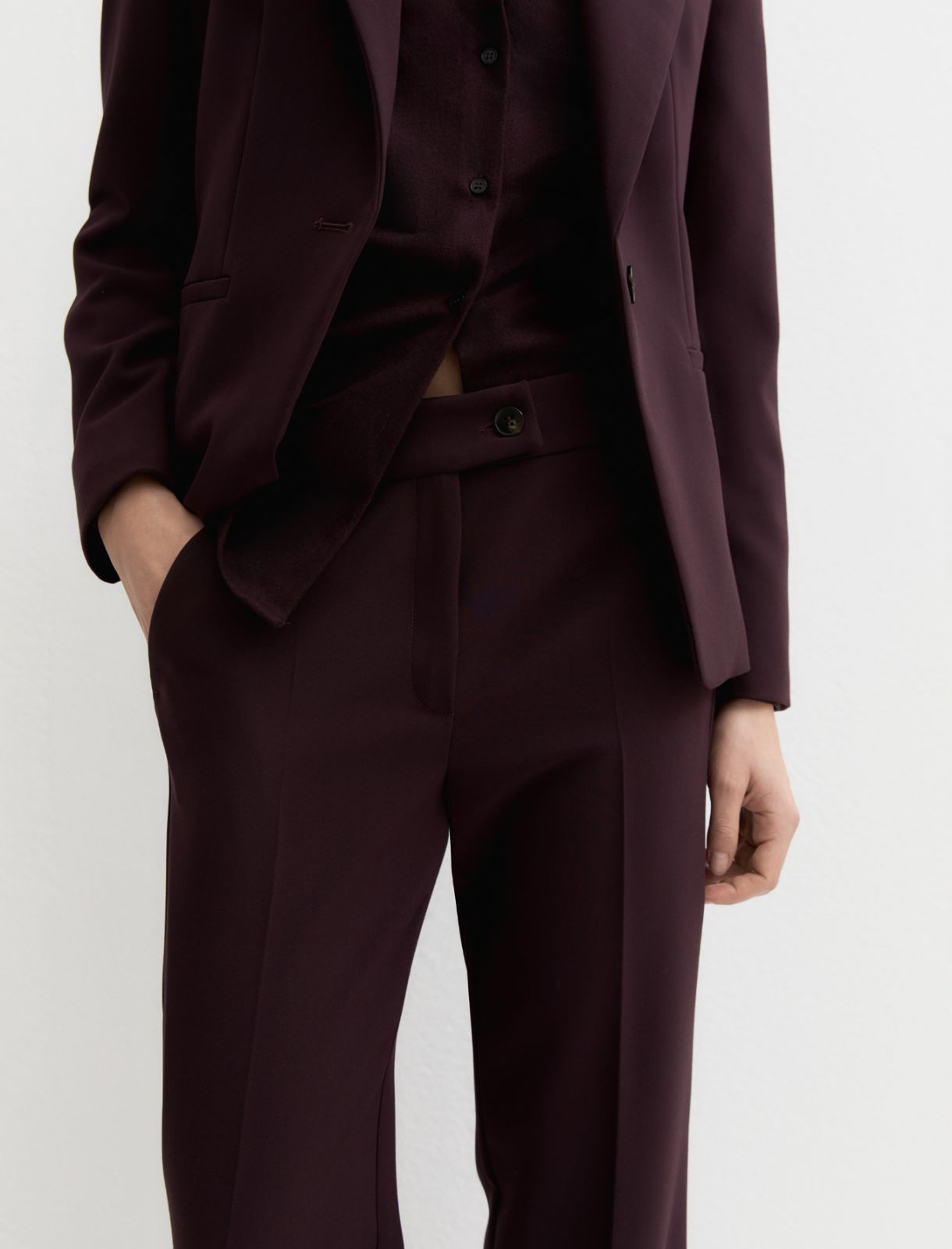 Straight-fit double-faced stretch trousers - BORDEAUX - Emme - 5