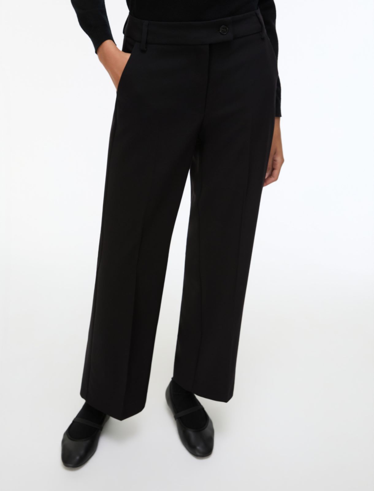 Straight-fit double-faced stretch trousers - BLACK - Emme - 3