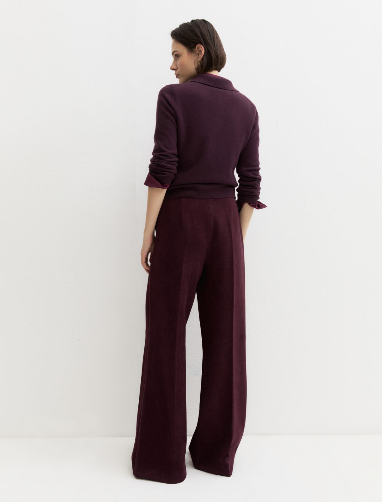 High-waisted stretch chenille trousers - PURPLE - Emme - 2