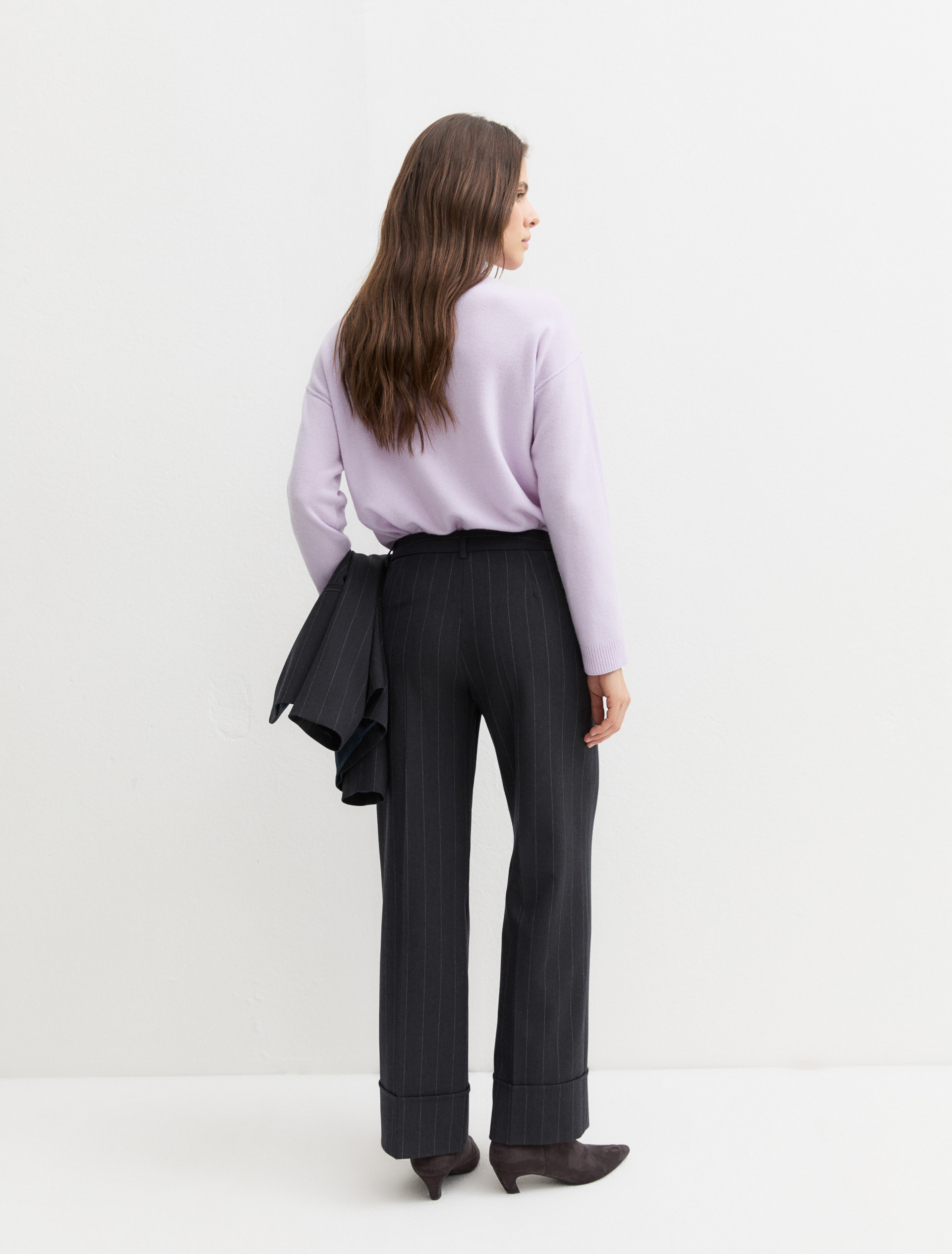 Straight-fit stretch gabardine trousers - NAVY - Emme - 2