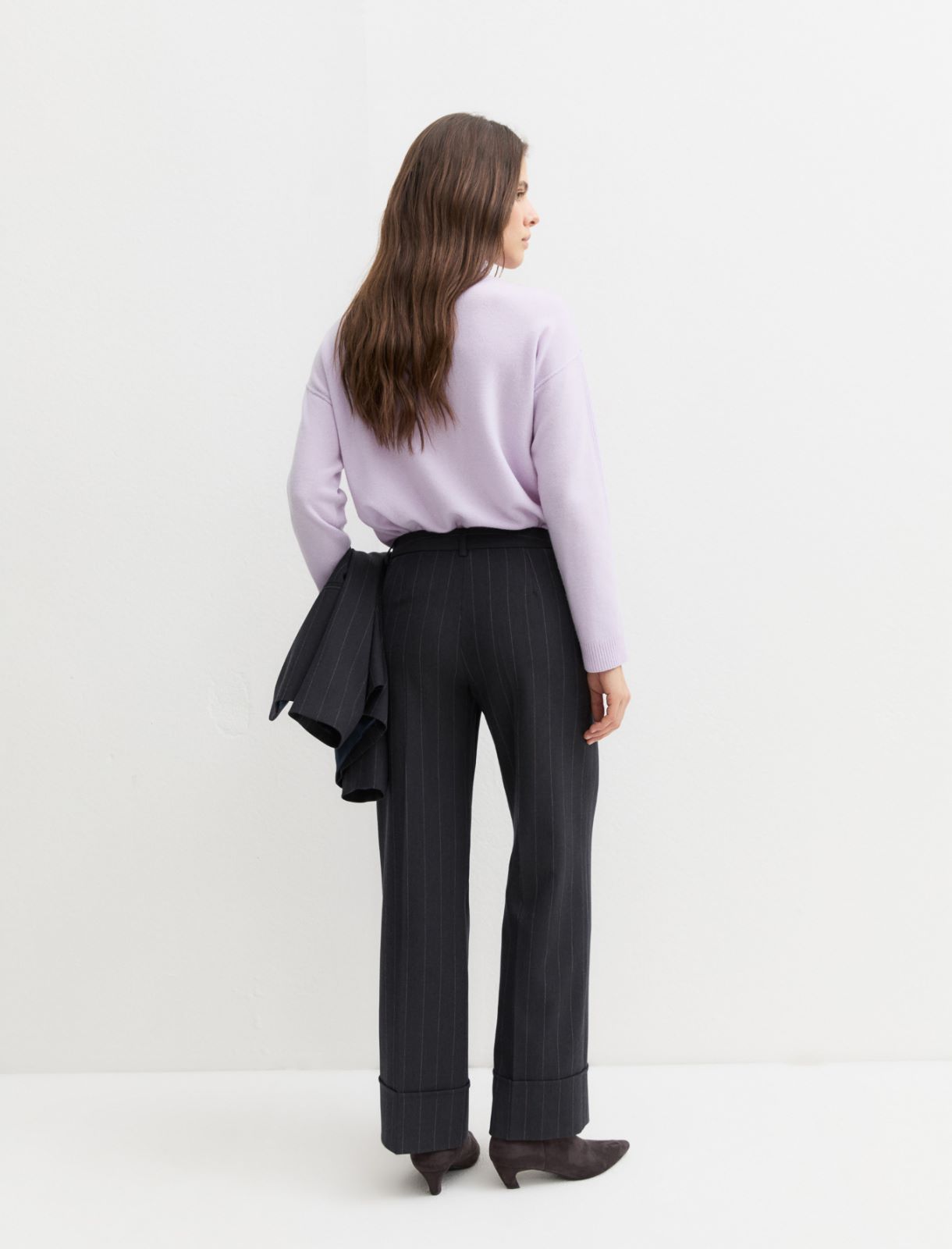 Straight-fit stretch gabardine trousers - NAVY - Emme - 2