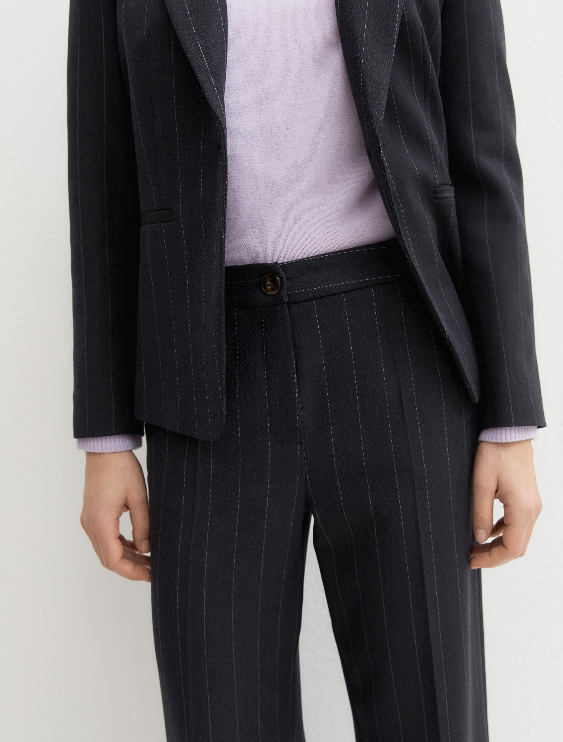 Straight-fit stretch gabardine trousers - NAVY - Emme - 3