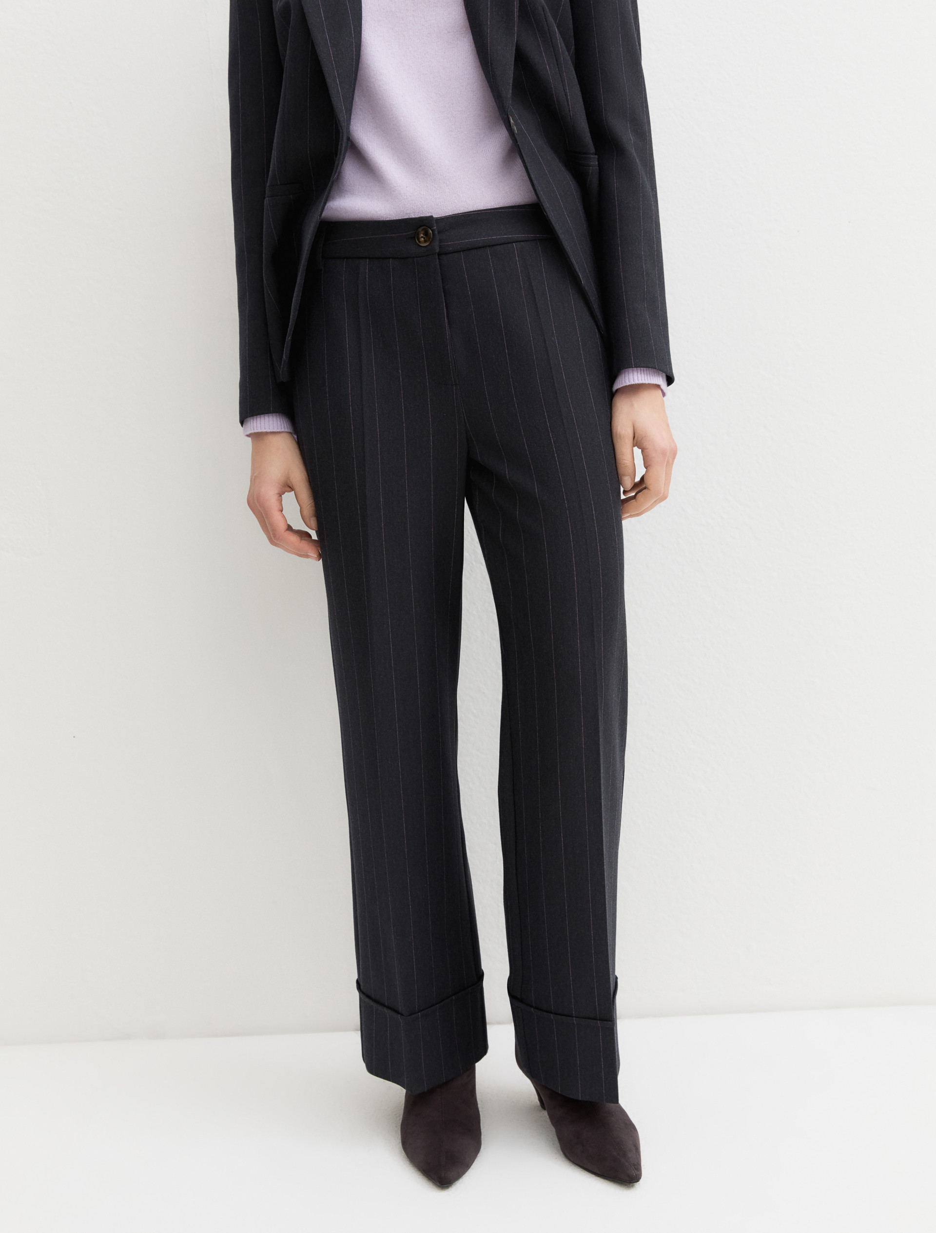 Straight-fit stretch gabardine trousers - NAVY - Emme - 5