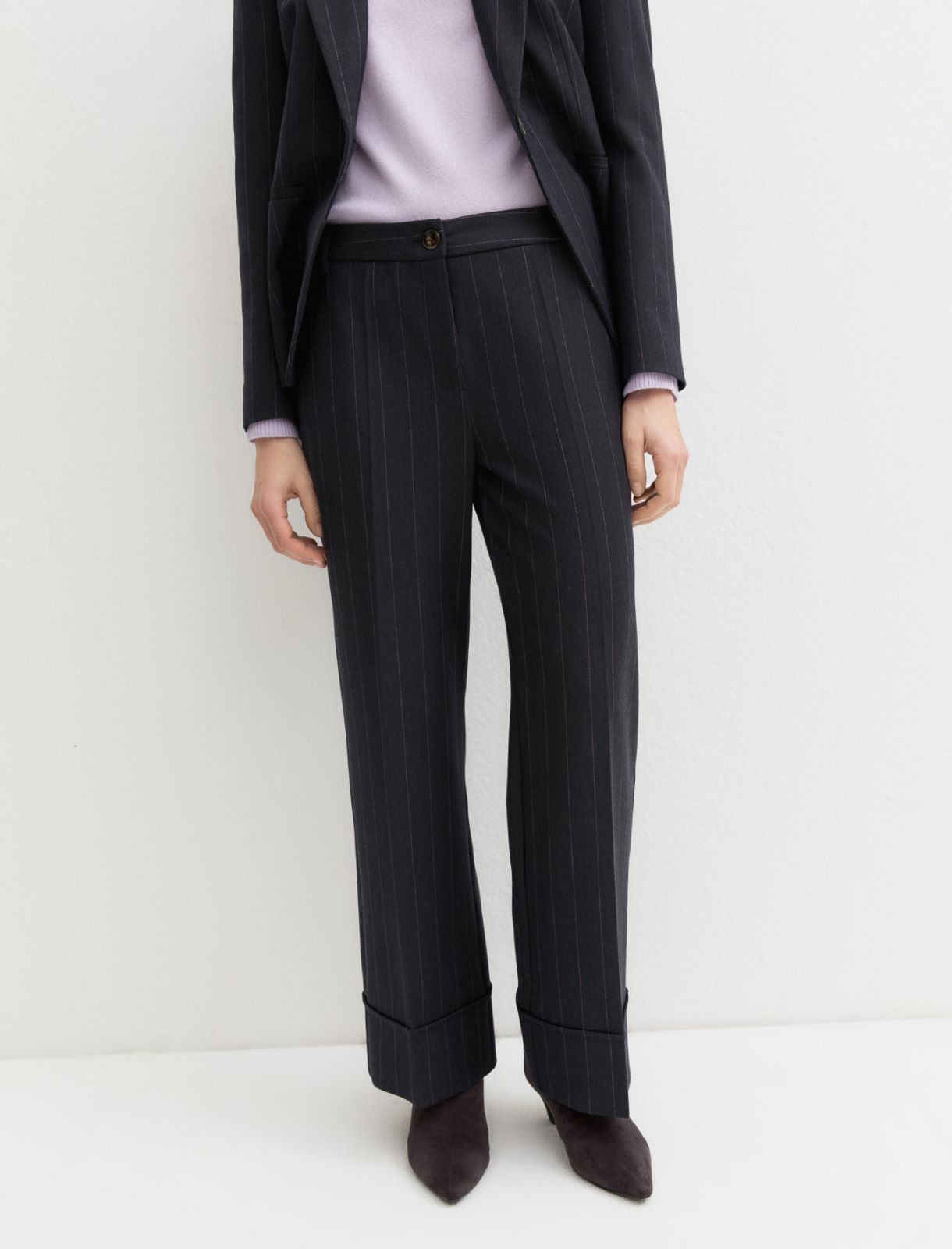 Straight-fit stretch gabardine trousers - NAVY - Emme - 5