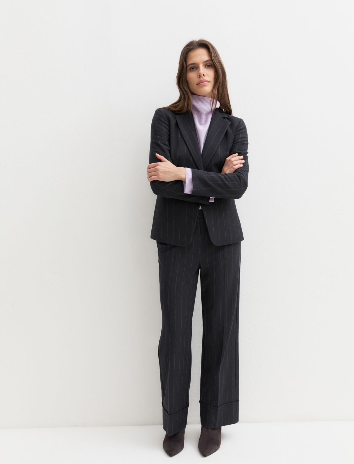 Straight-fit stretch gabardine trousers - NAVY - Emme