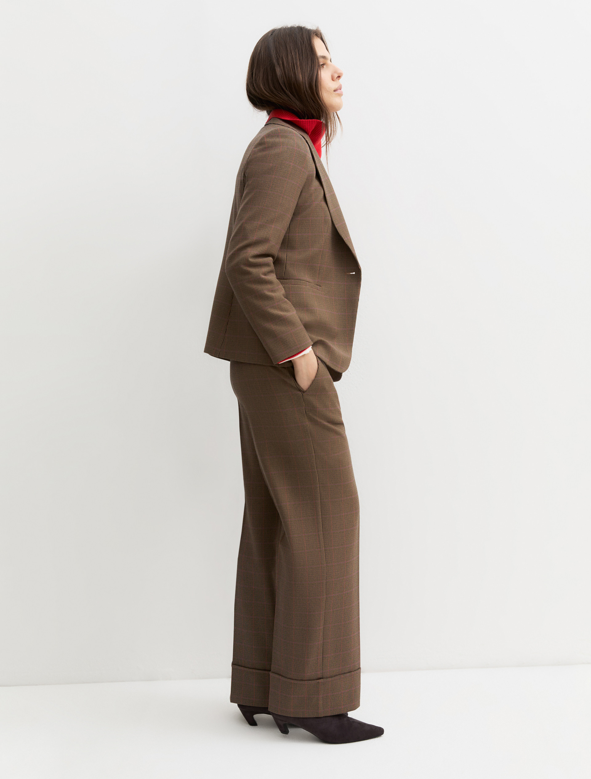 Straight-fit stretch gabardine trousers - HONEY - Emme - 4
