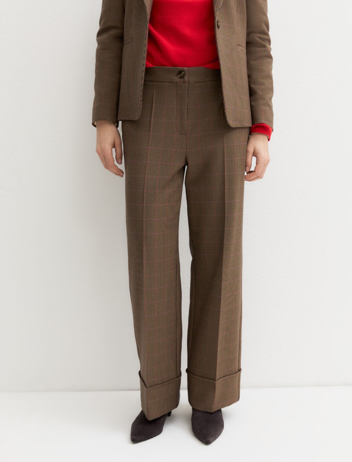 Straight-fit stretch gabardine trousers - HONEY - Emme - 6