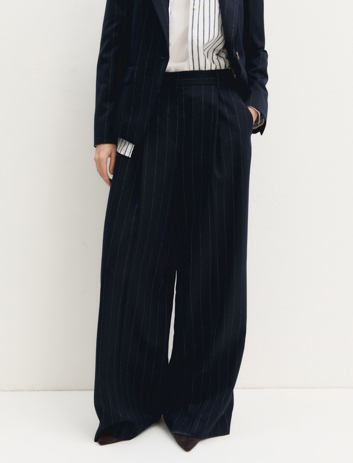 Pantalón de raya diplomática de lamé - MARINO - Emme - 3