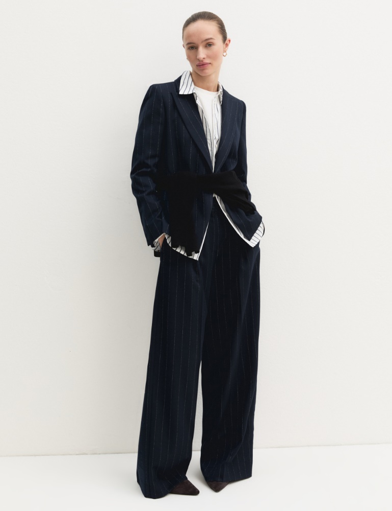 Pantalón de raya diplomática de lamé - Emme - 4
