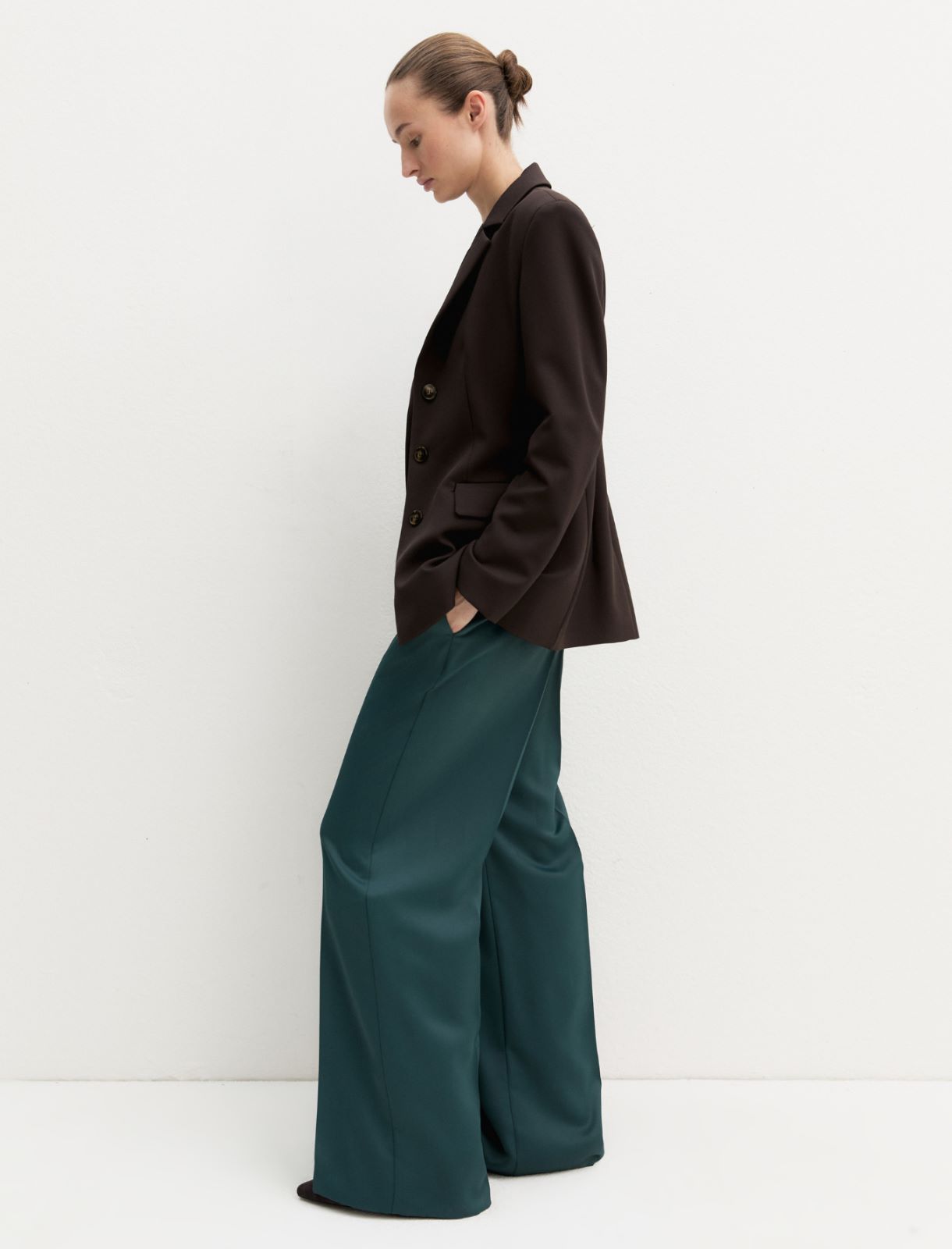 Matte satin trousers - GREEN - Emme