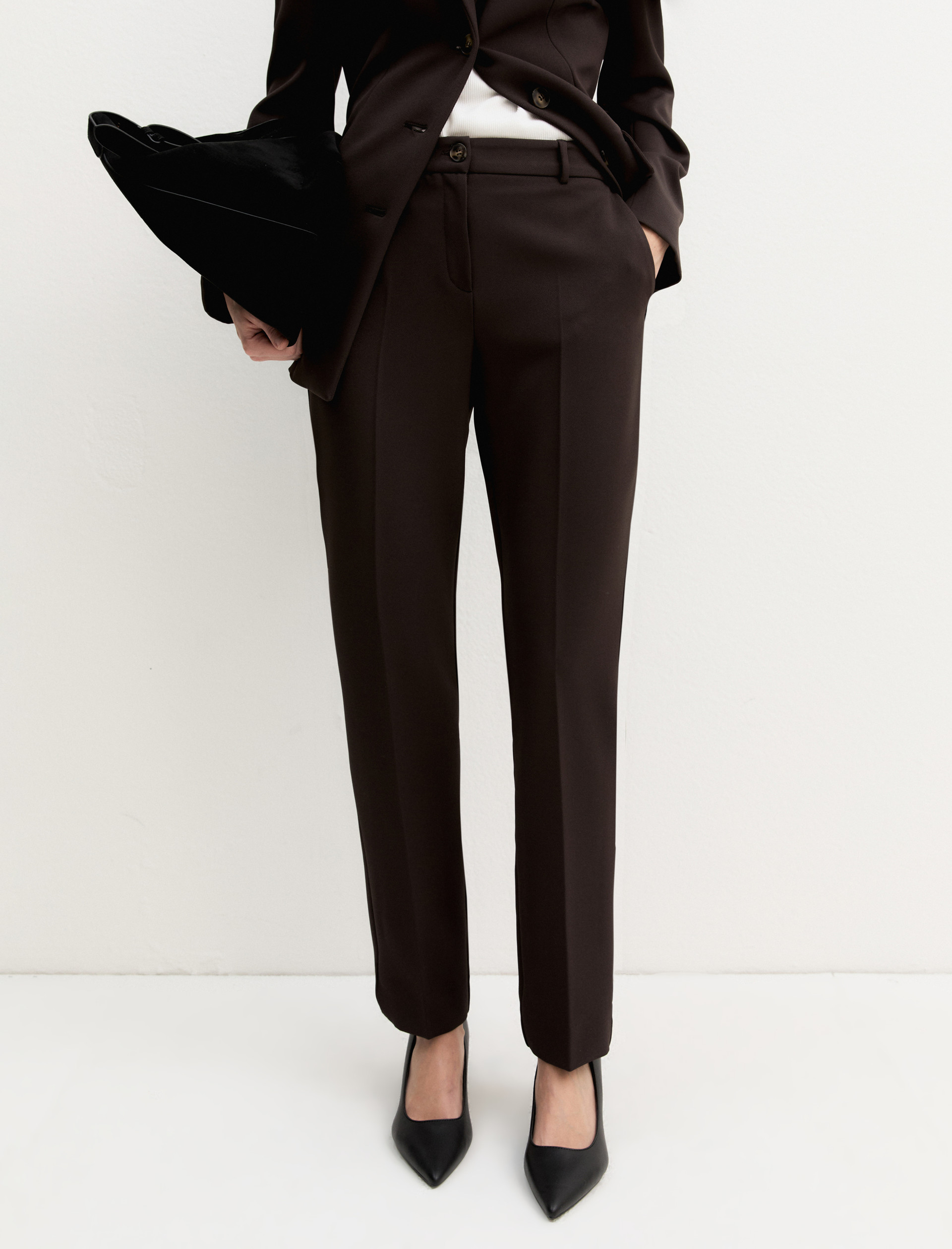 Slim-fit stretch trousers - DARK BROWN - Emme - 3