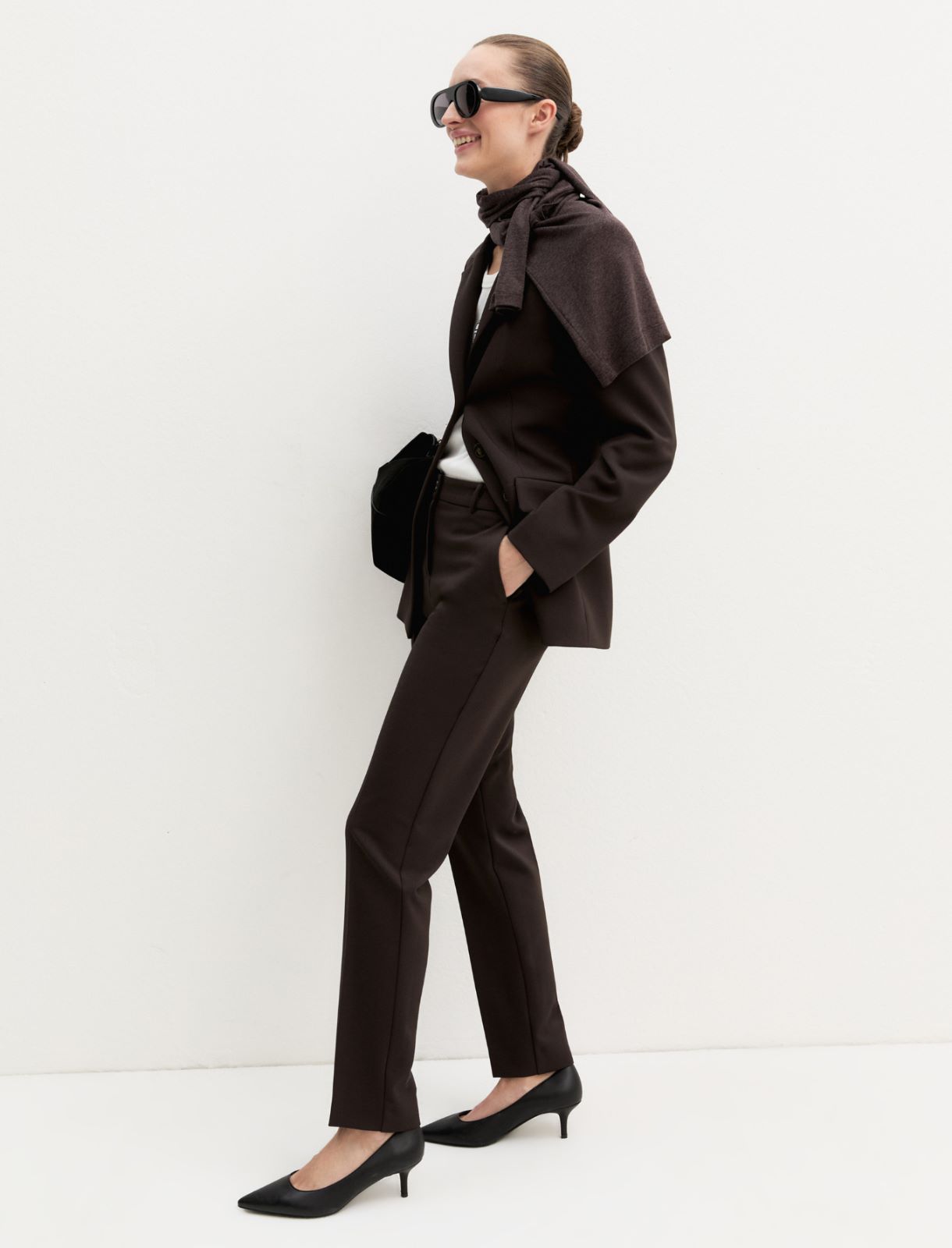 Slim-fit stretch trousers - DARK BROWN - Emme - 4