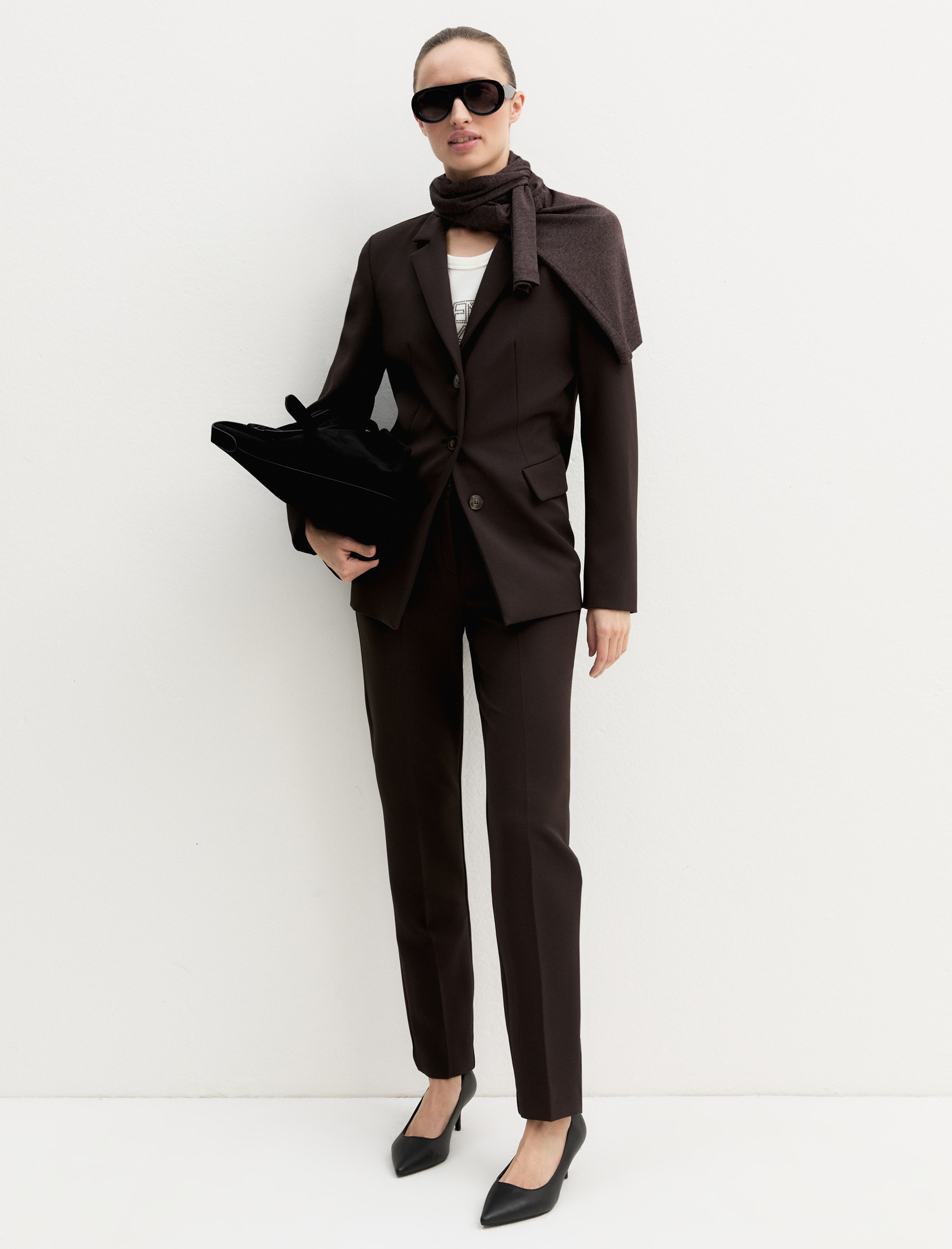 Slim-fit stretch trousers - DARK BROWN - Emme - 1