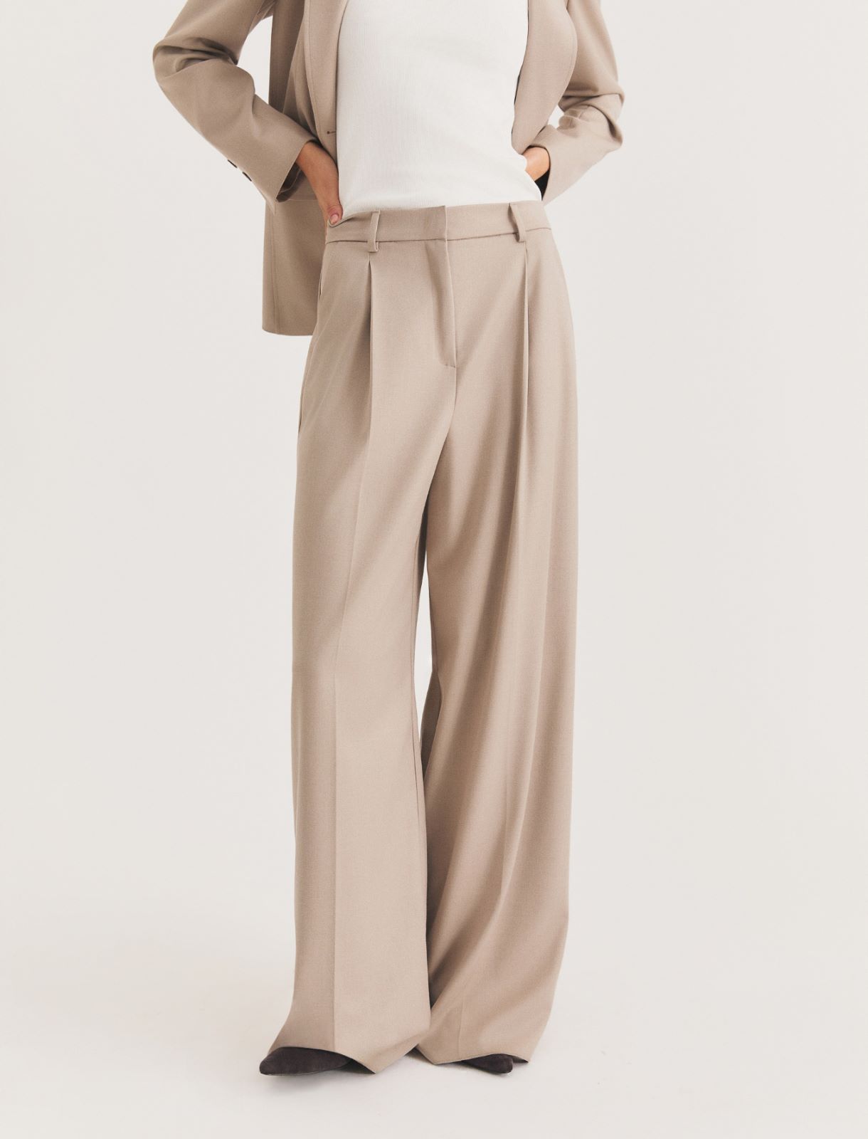 Stretch flannel trousers - SAND - Emme - 3