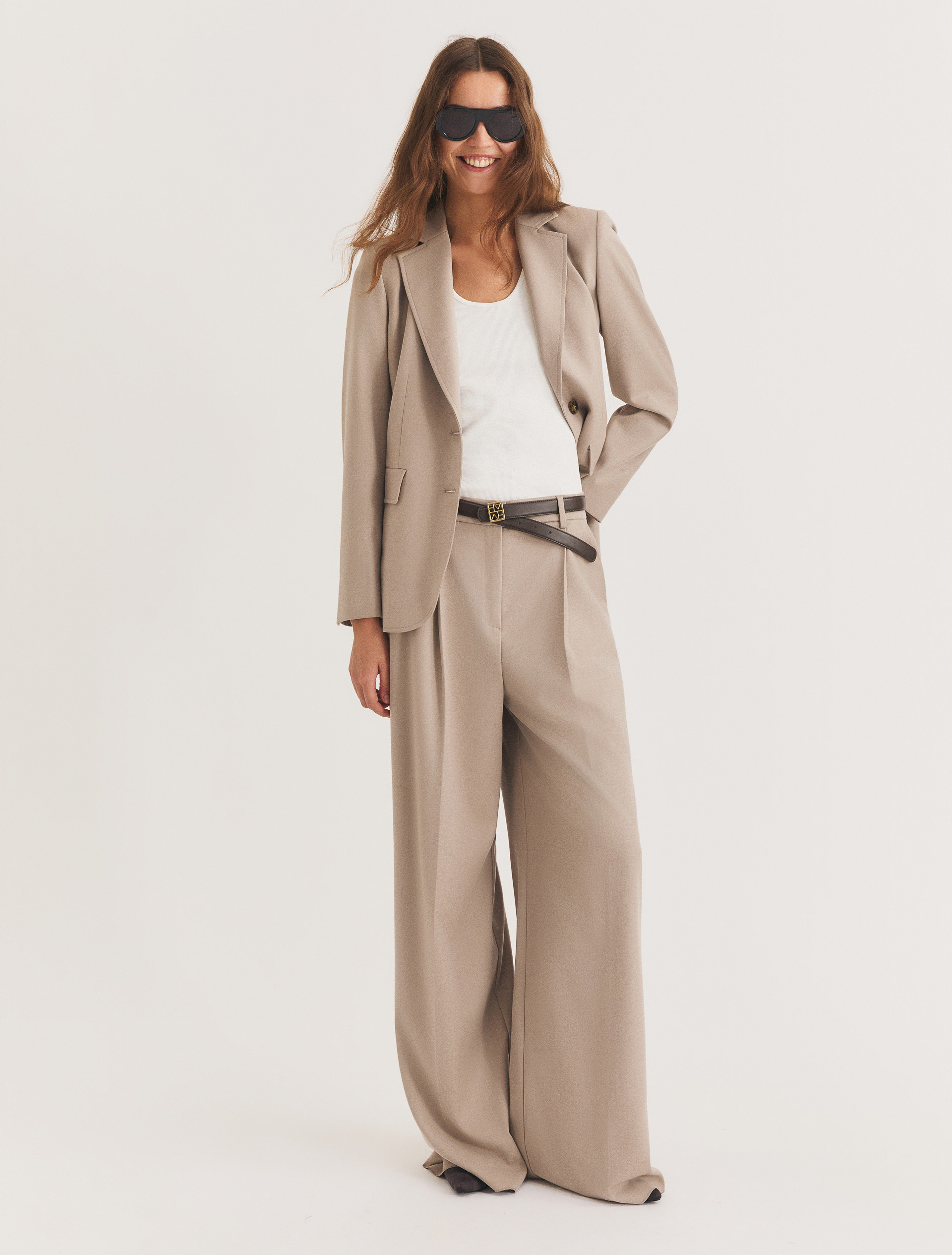 Stretch flannel trousers - SAND - Emme - 1