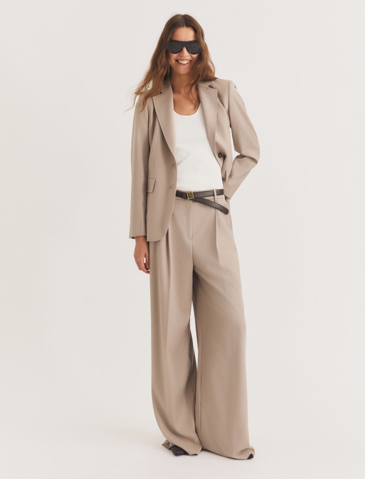 Stretch flannel trousers - SAND - Emme