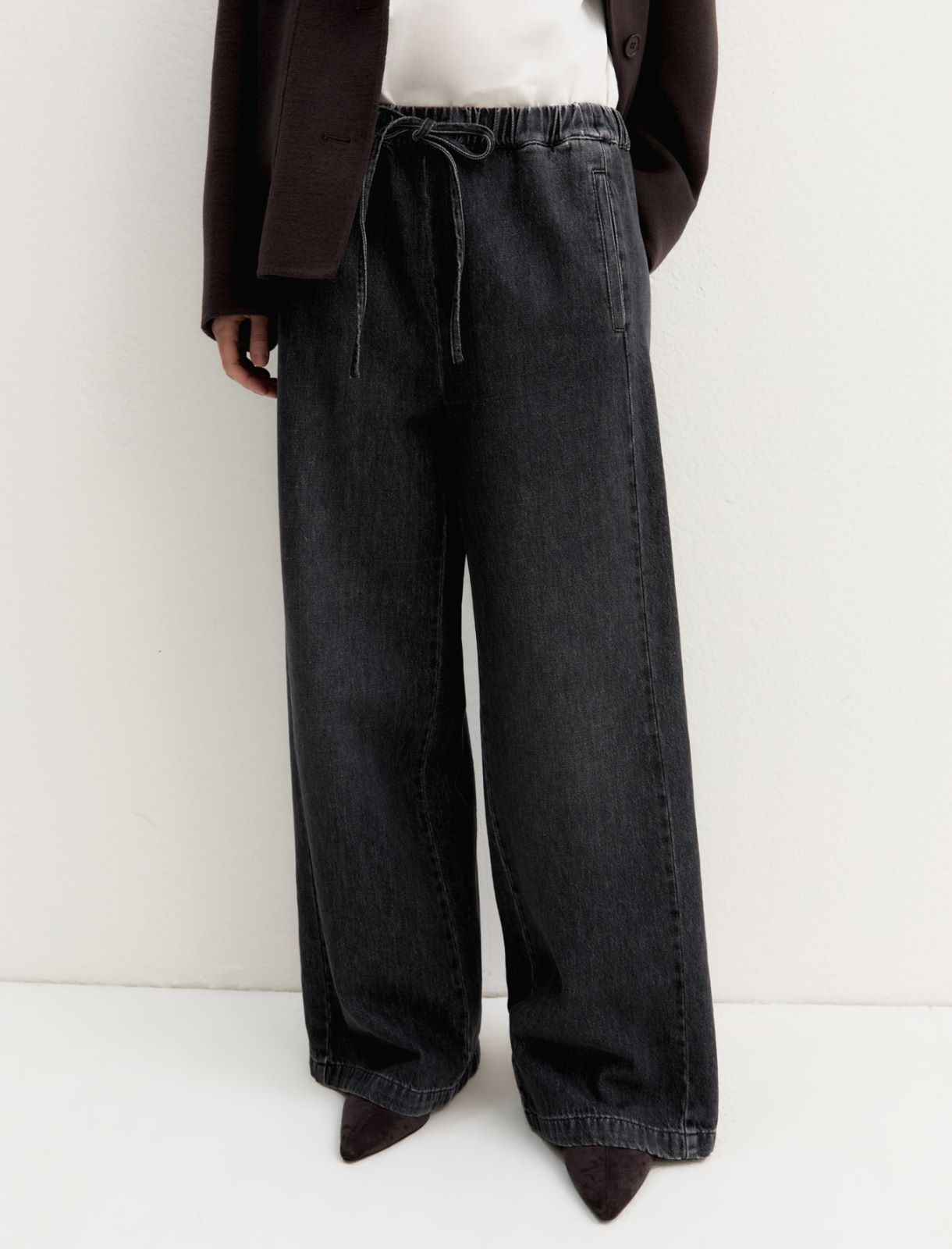 Denim jogger ampio - NERO - Emme - 7