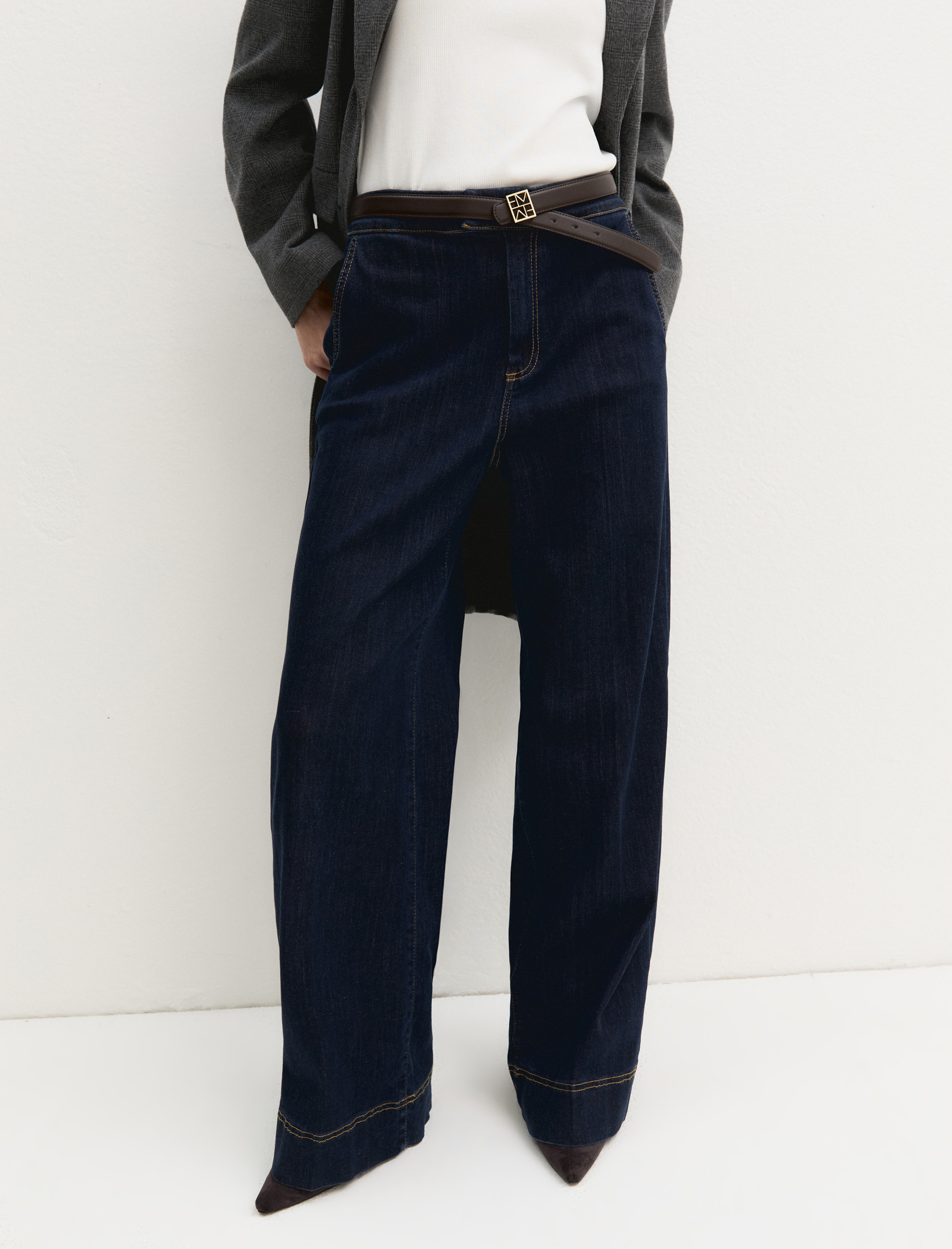 Super-stretch denim wide-leg trousers - BLUE JEANS - Emme - 3