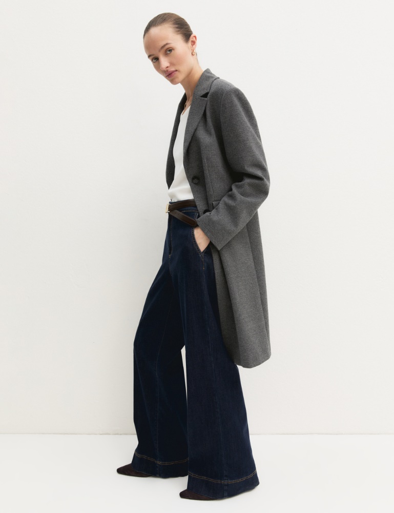 Super-stretch denim wide-leg trousers - BLUE JEANS