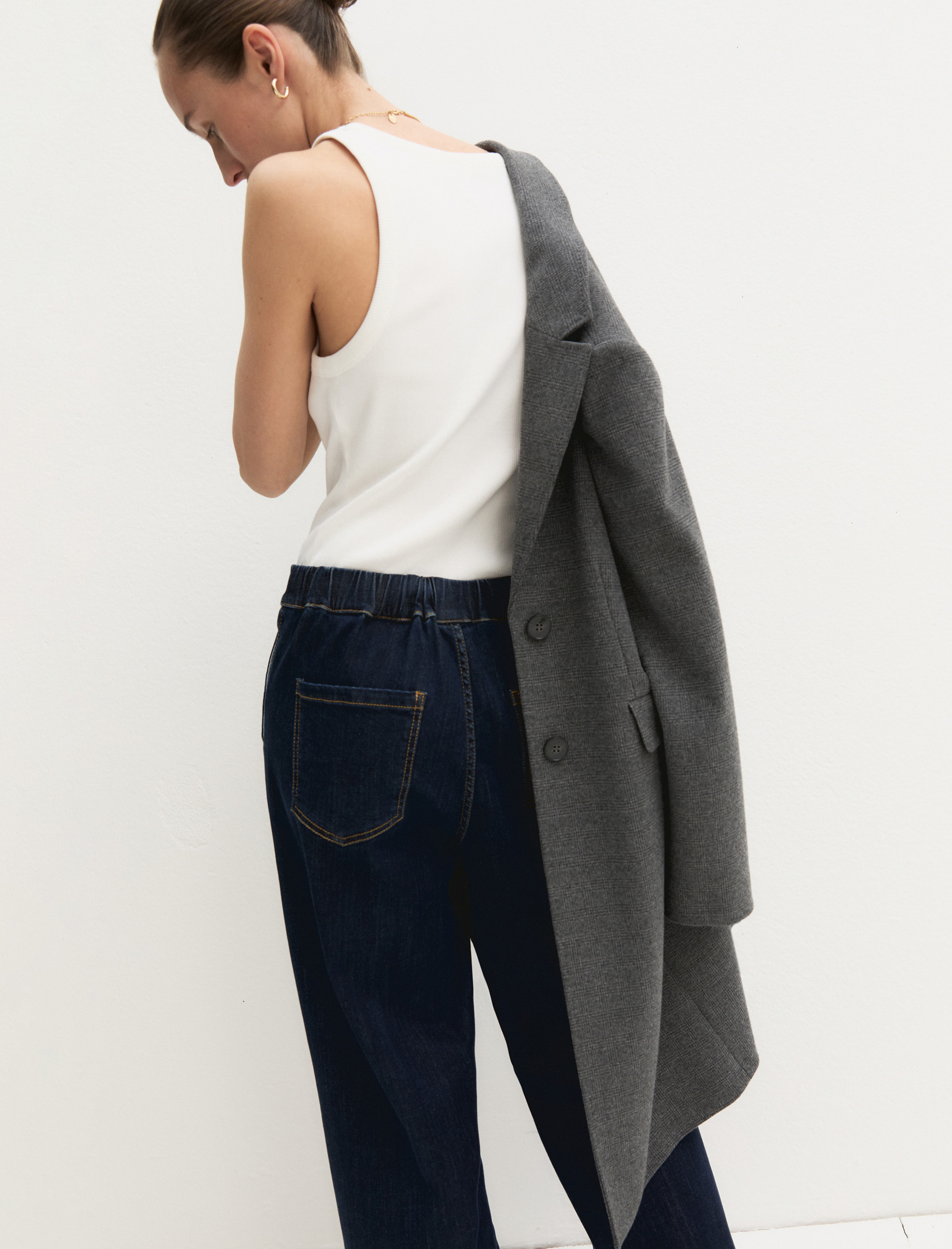 Super-stretch denim wide-leg trousers - BLUE JEANS - Emme - 5