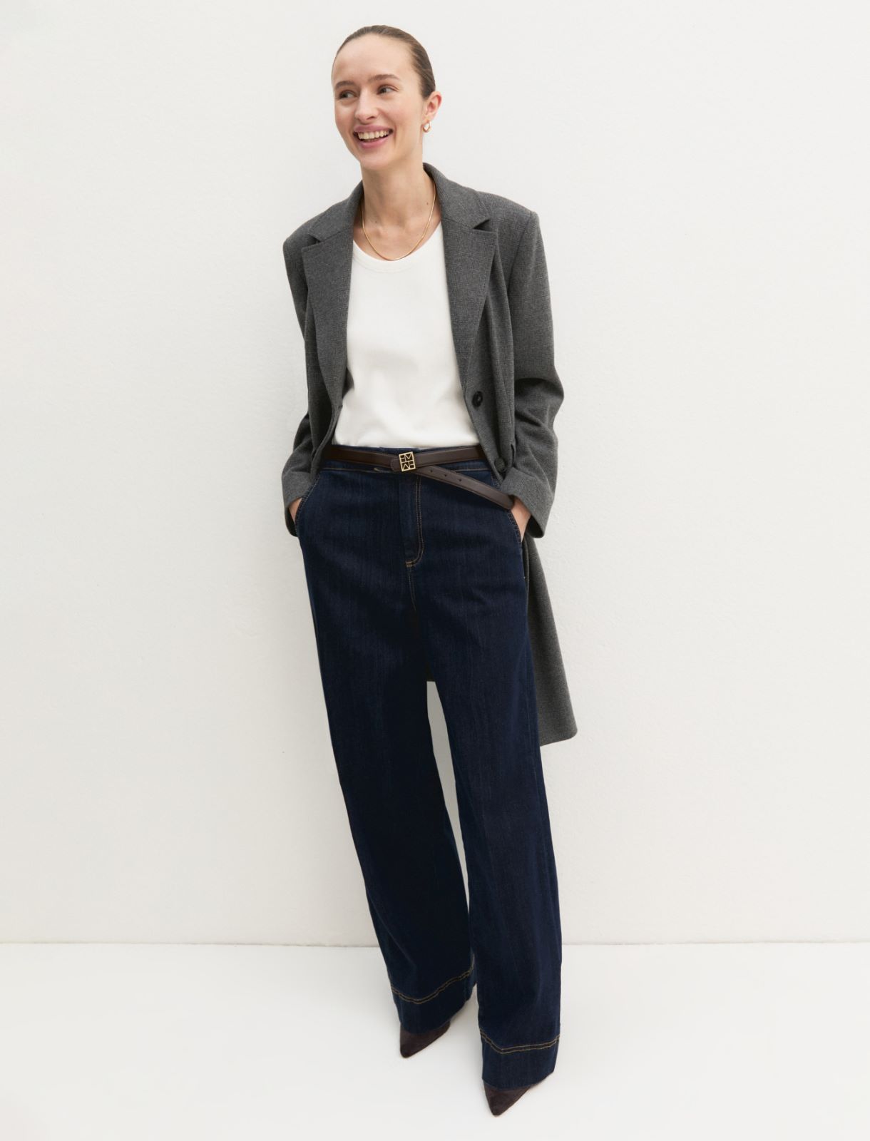 Super-stretch denim wide-leg trousers - BLUE JEANS - Emme